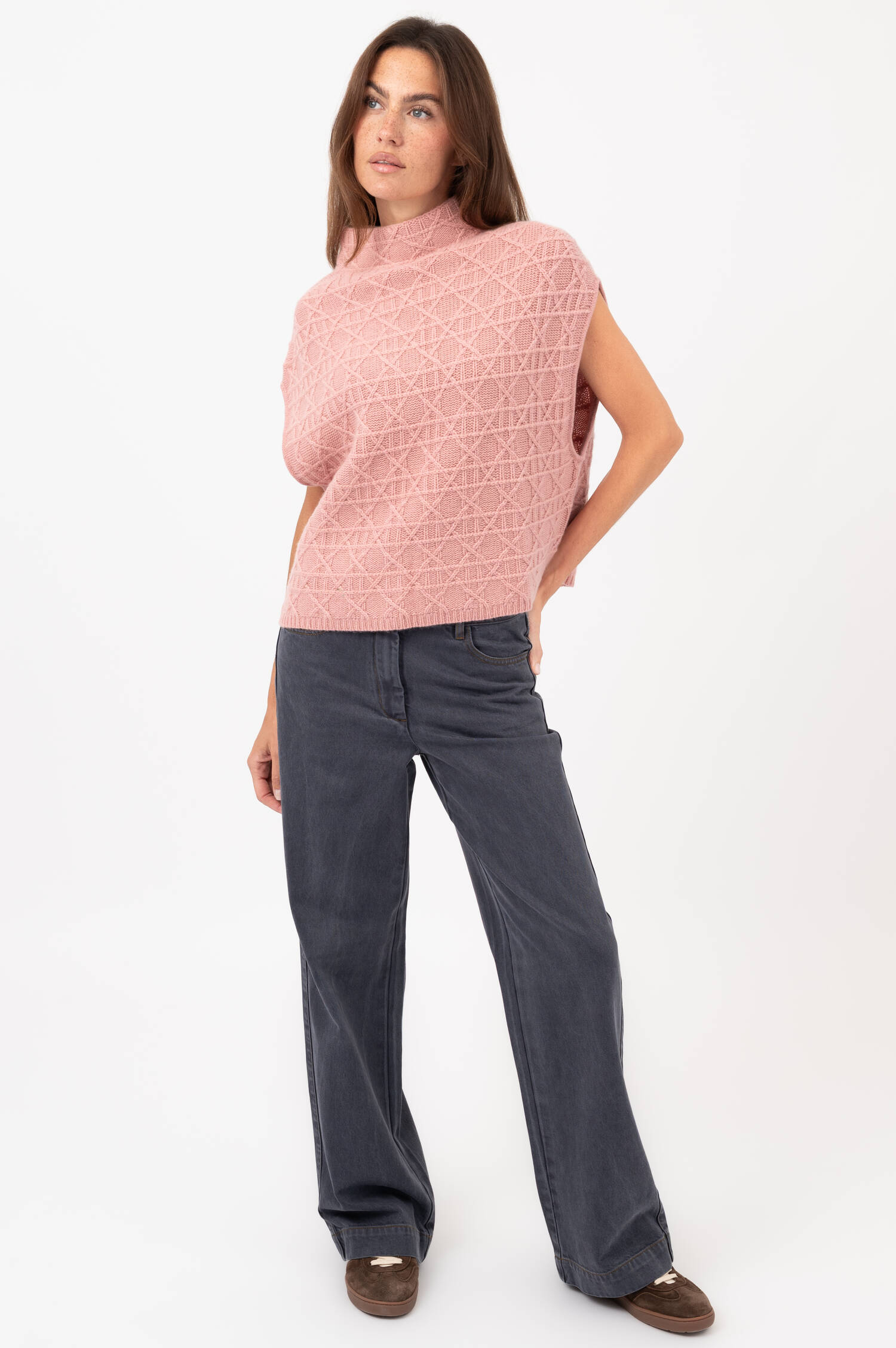 Woll-Cashmere-Pullunder in Rosa