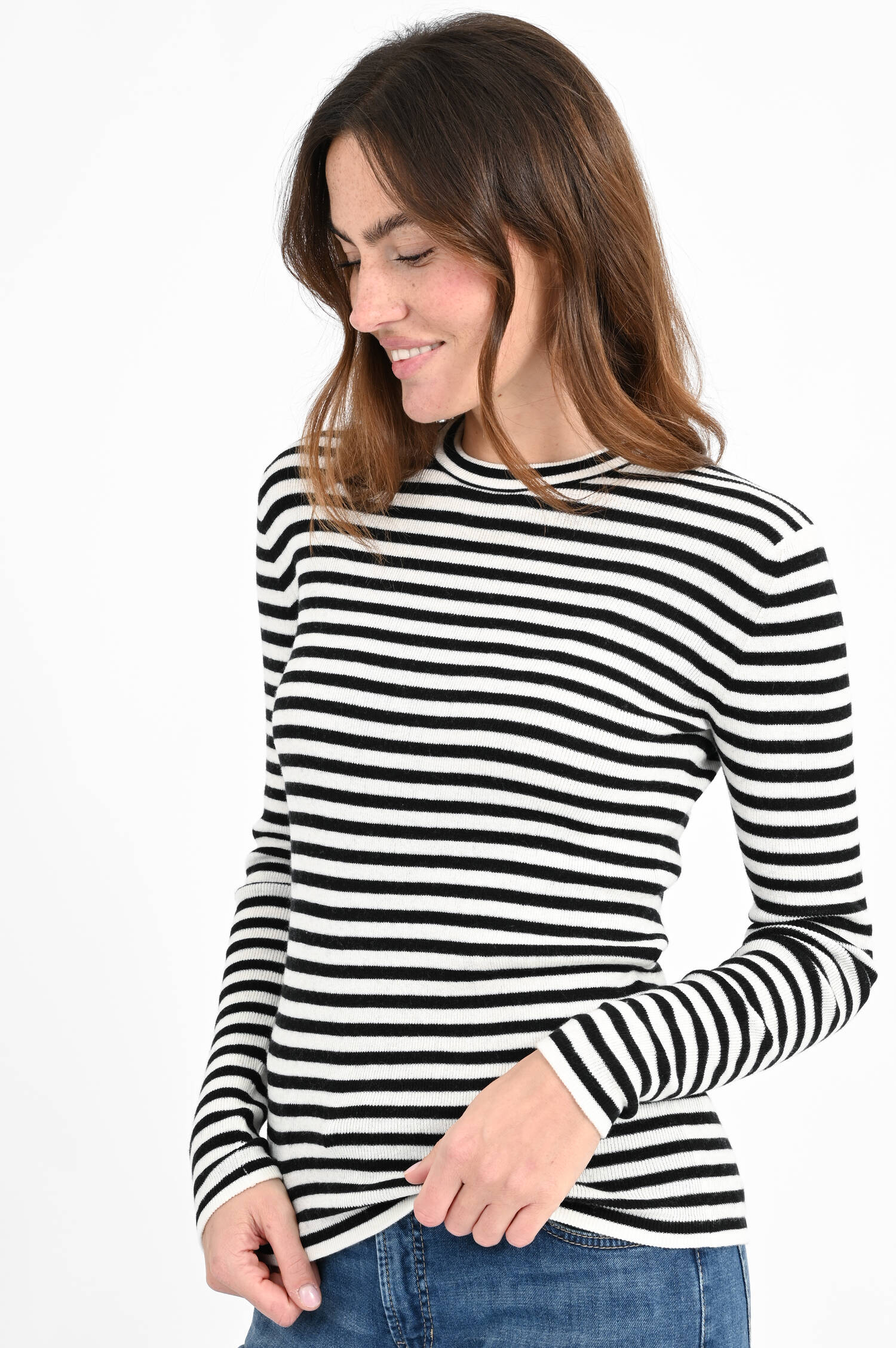 Gestreiftes Longsleeve in Schwarz/Weiß