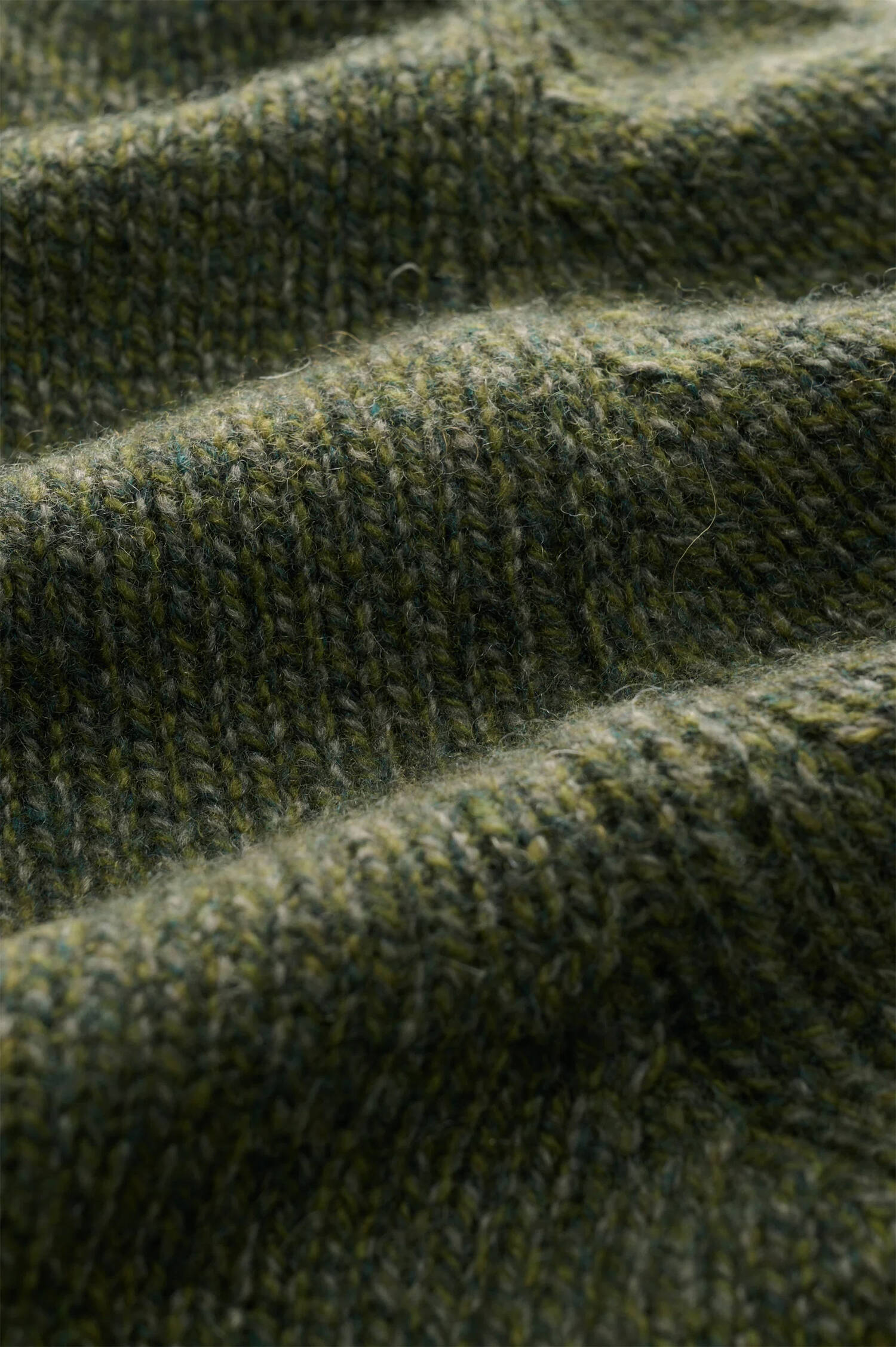 Mouliné Woll-Pullover in Grün meliert