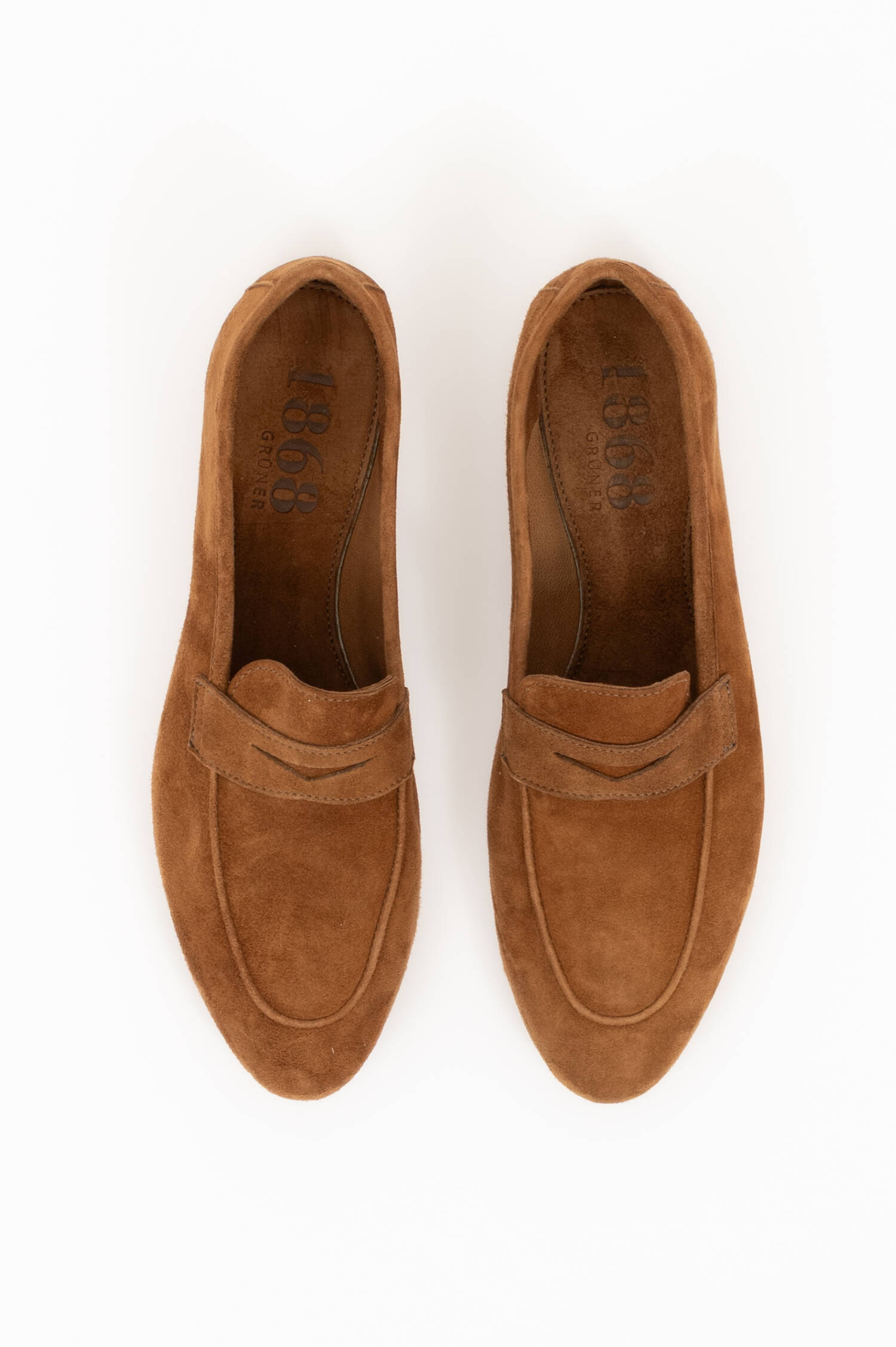 Loafer aus Veloursleder in Cognac