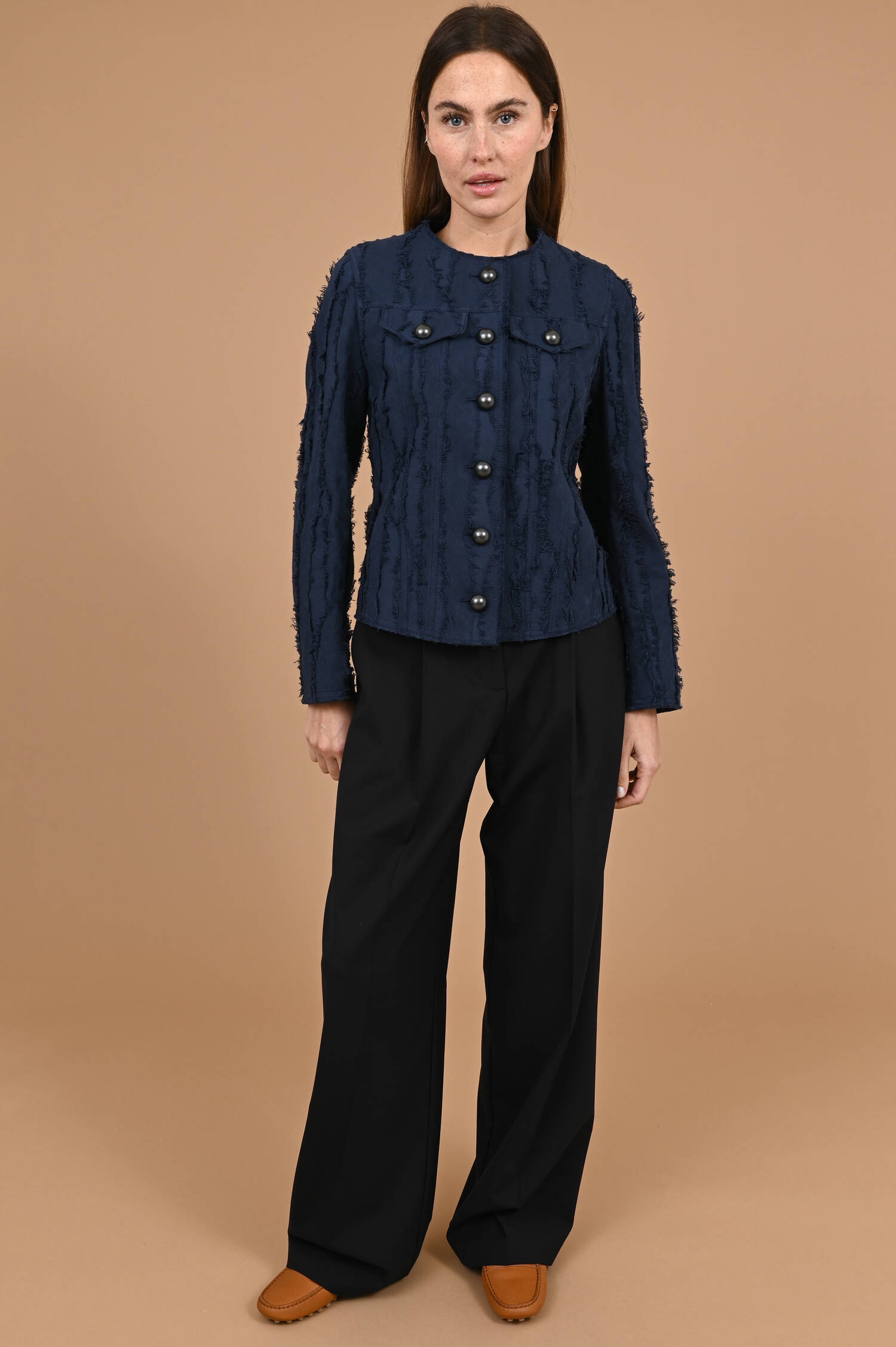 Fransenjacke in Dunkelblau