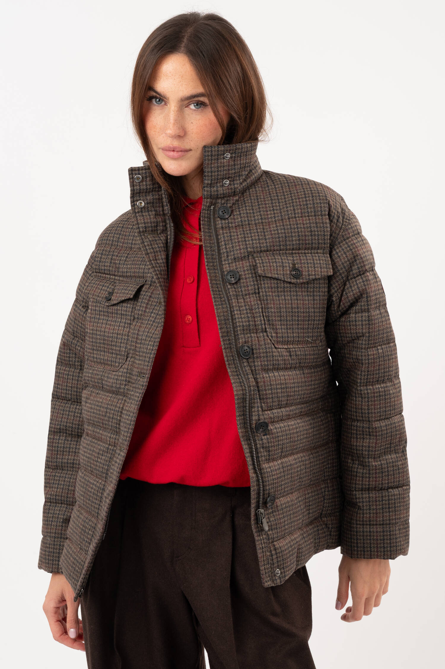 Steppjacke Hahnentritt in Braun Steppjacke Hahnentritt in Braun