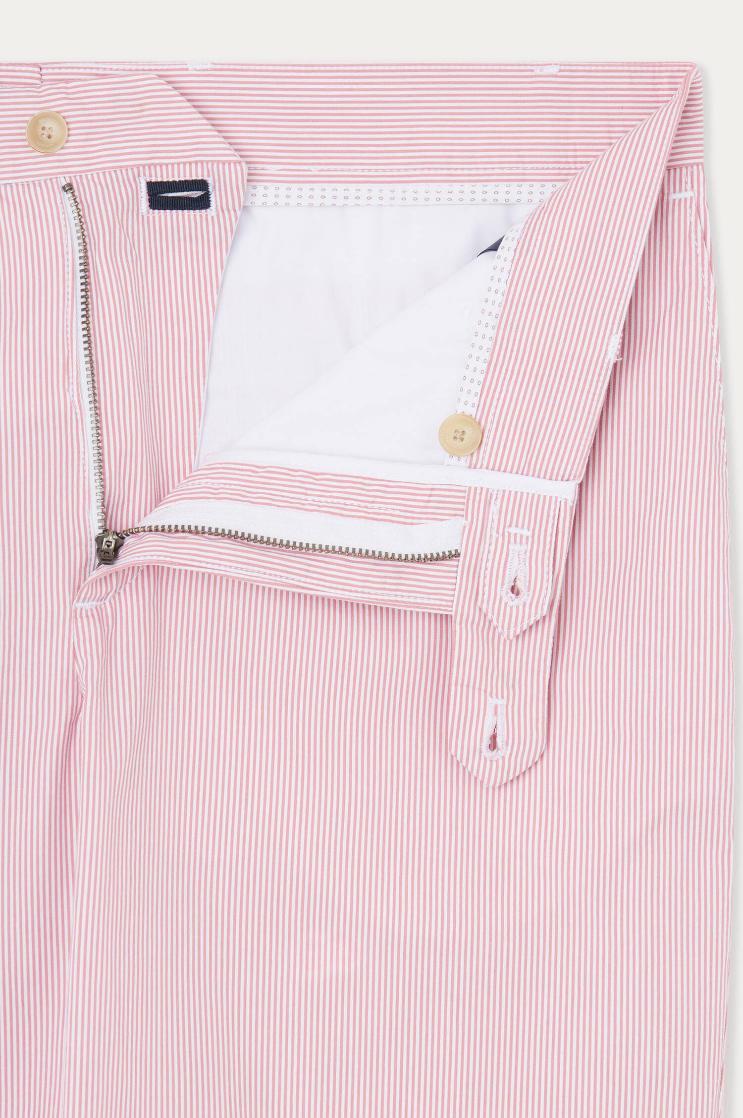 Shorts aus Baumwolle mit Streifen in Rosa/Weiß