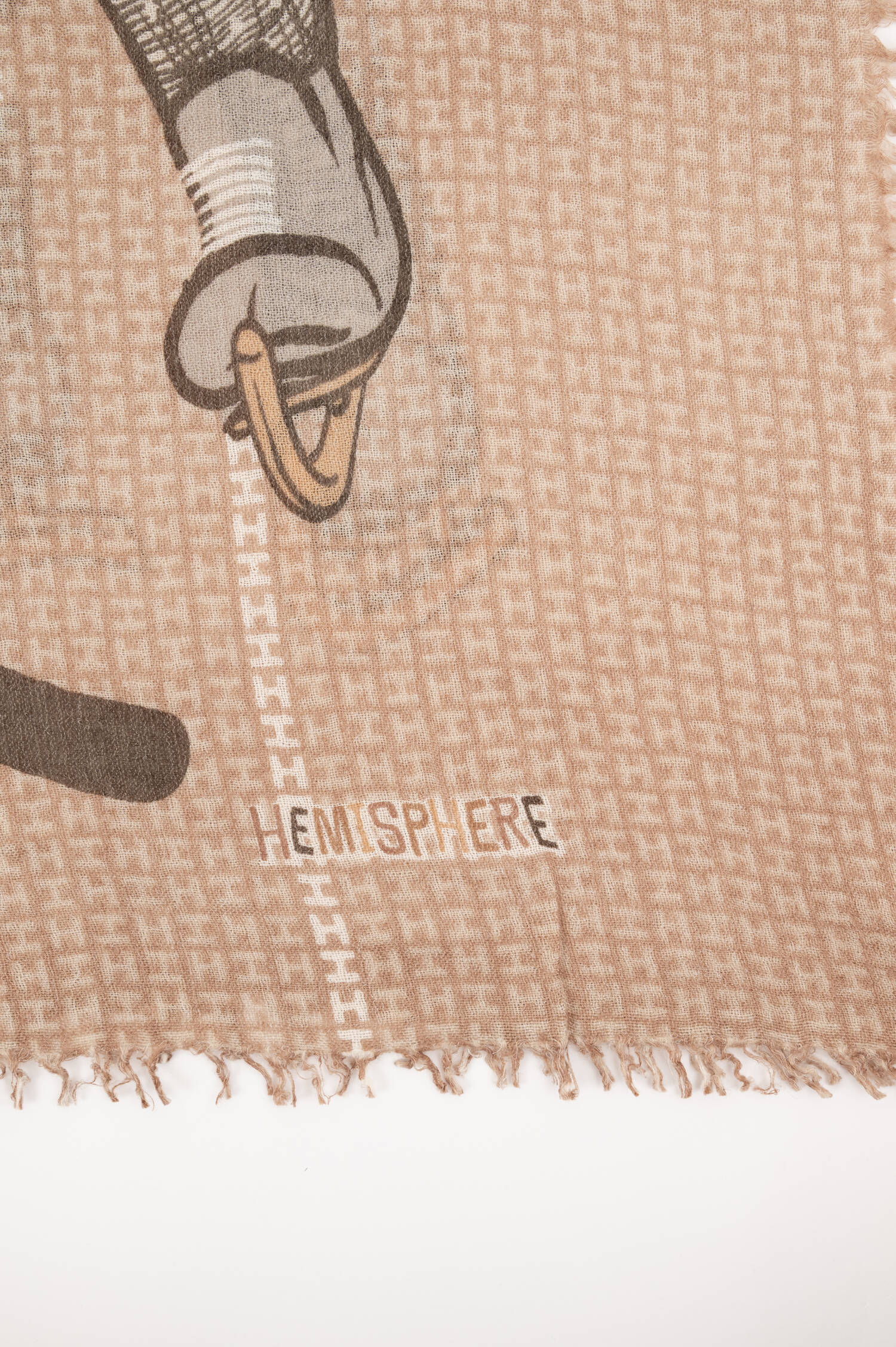 Cashmere-Mix-Schal mit Print in Beige/Blau Cashmere-Mix-Schal mit Print in Beige/Blau