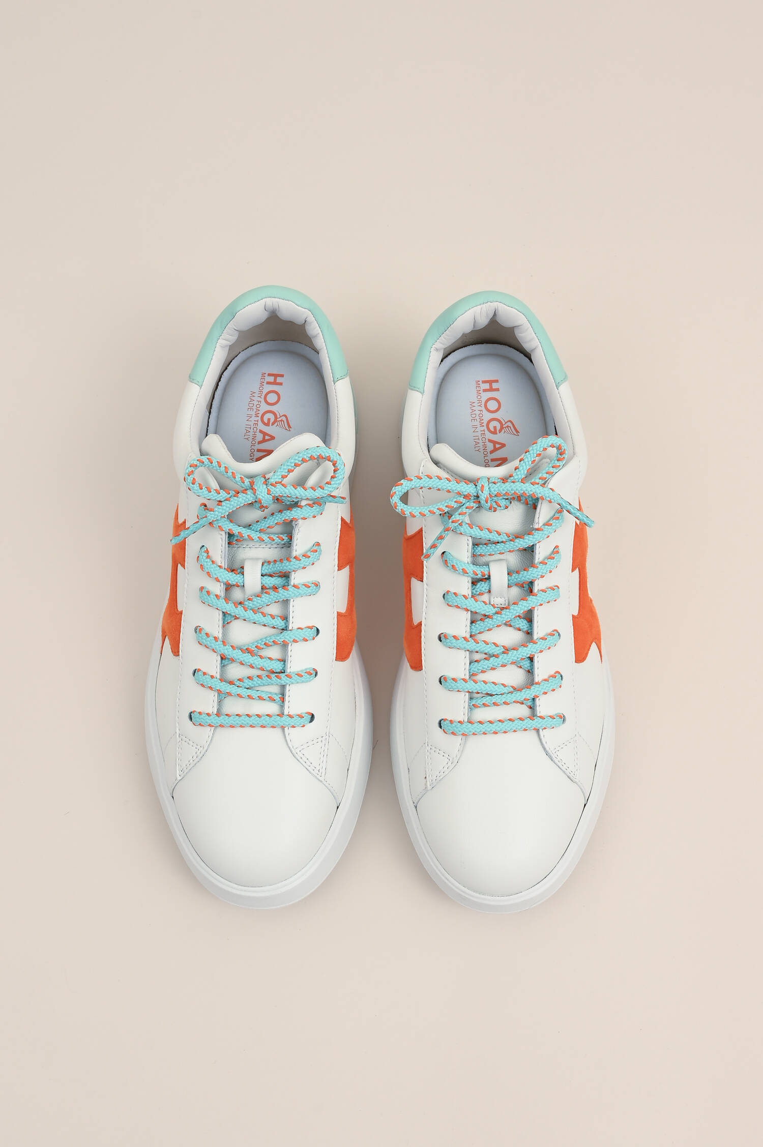 Snekaer REBEL H564 ALLACCIATO Weiß/Türkis/Orange