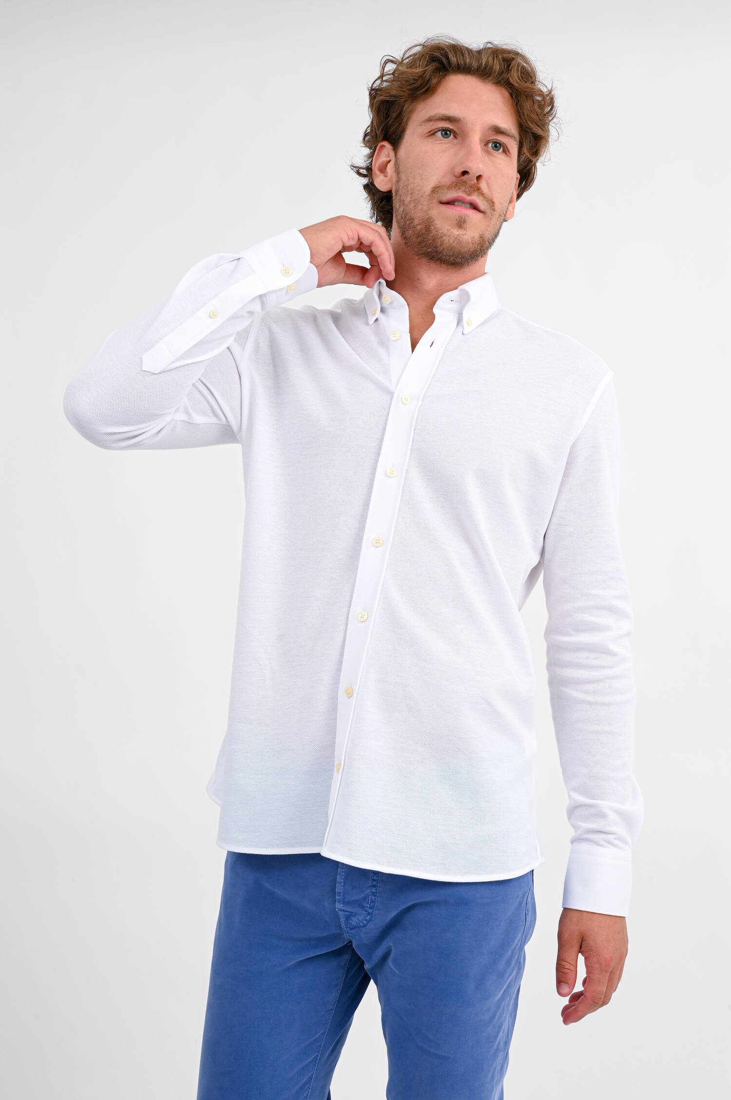 Lanagarm Piqué Hemd Brompton in Weiß Lanagarm Piqué Hemd Brompton in Weiß