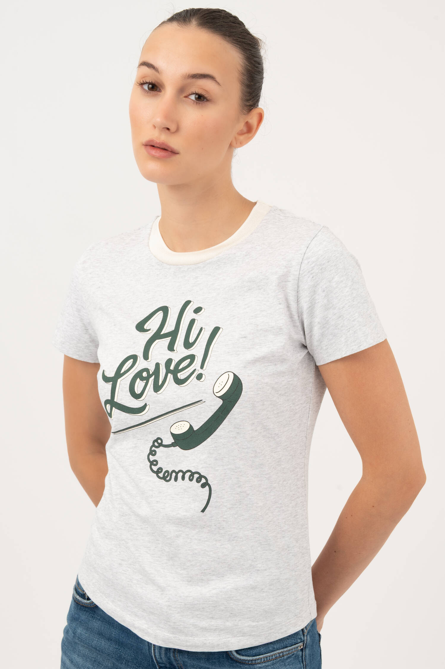 T-Shirt HI LOVE in Grau meliert T-Shirt HI LOVE in Grau meliert