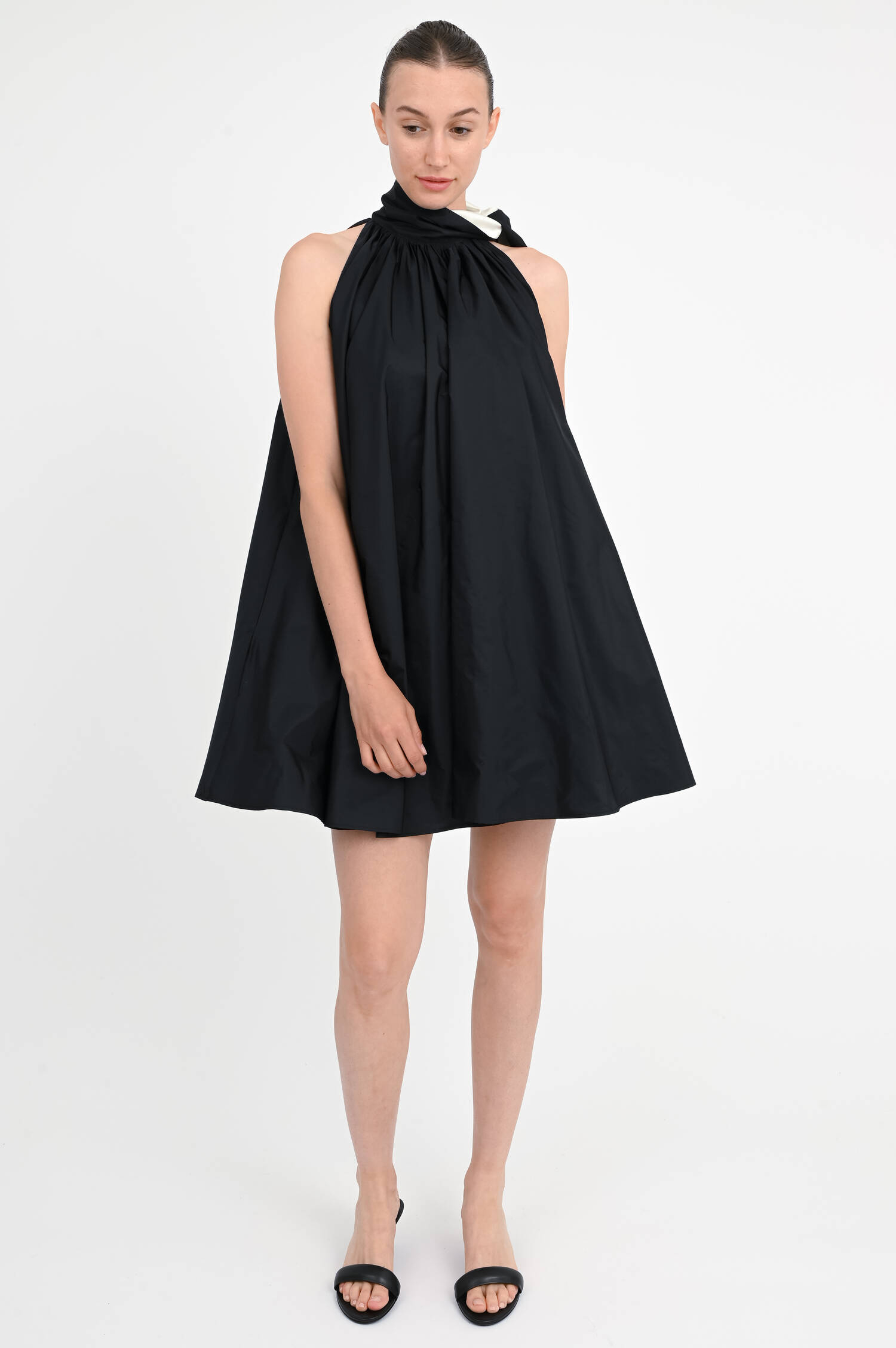 Neckholder-Mini-Kleid BEBER in Schwarz/Champagne