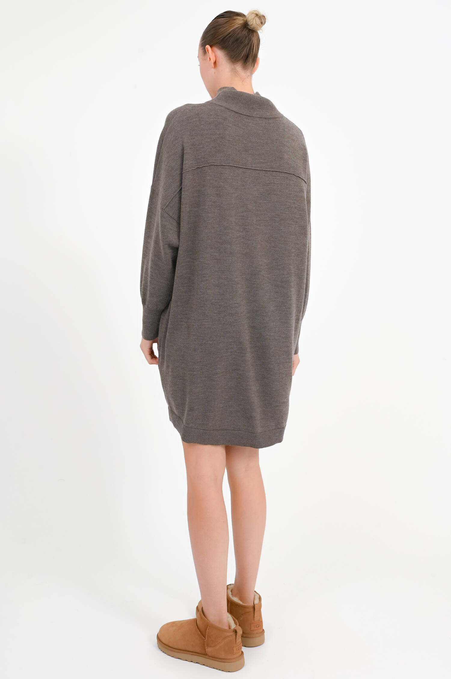 Oversize Kleid mit Ziernähten in Cacao meliert