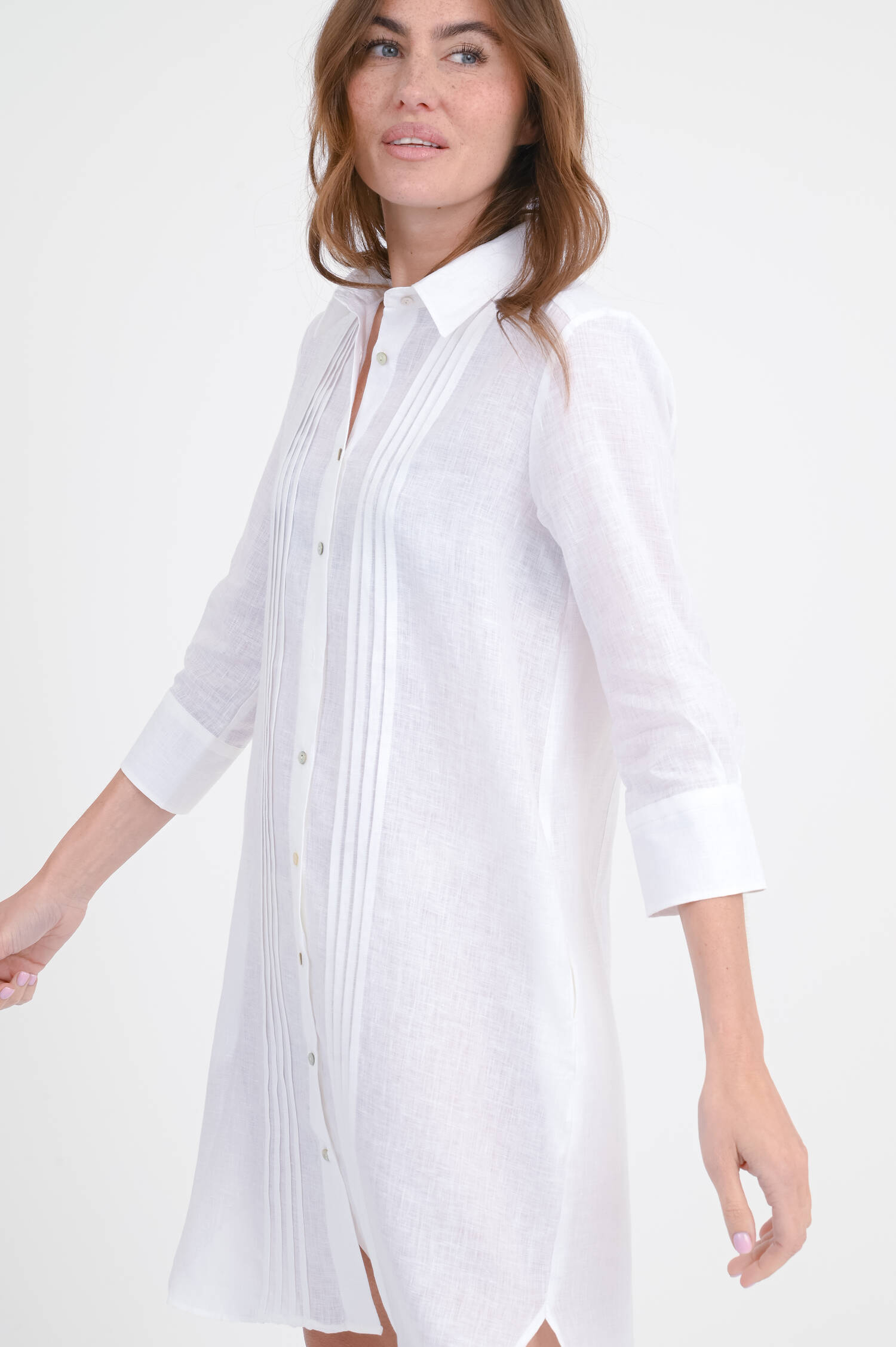 Kleid MALBINA mit Biesen in Weiß