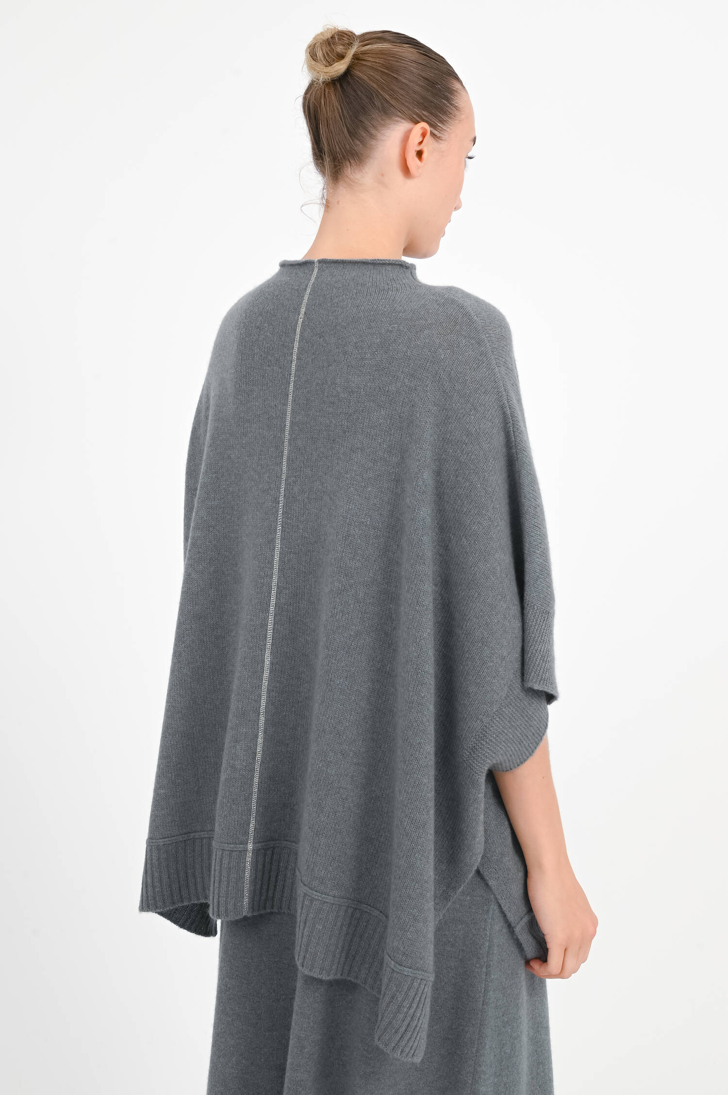 Cashmere Poncho in Boston Grey Cashmere Poncho in Boston Grey