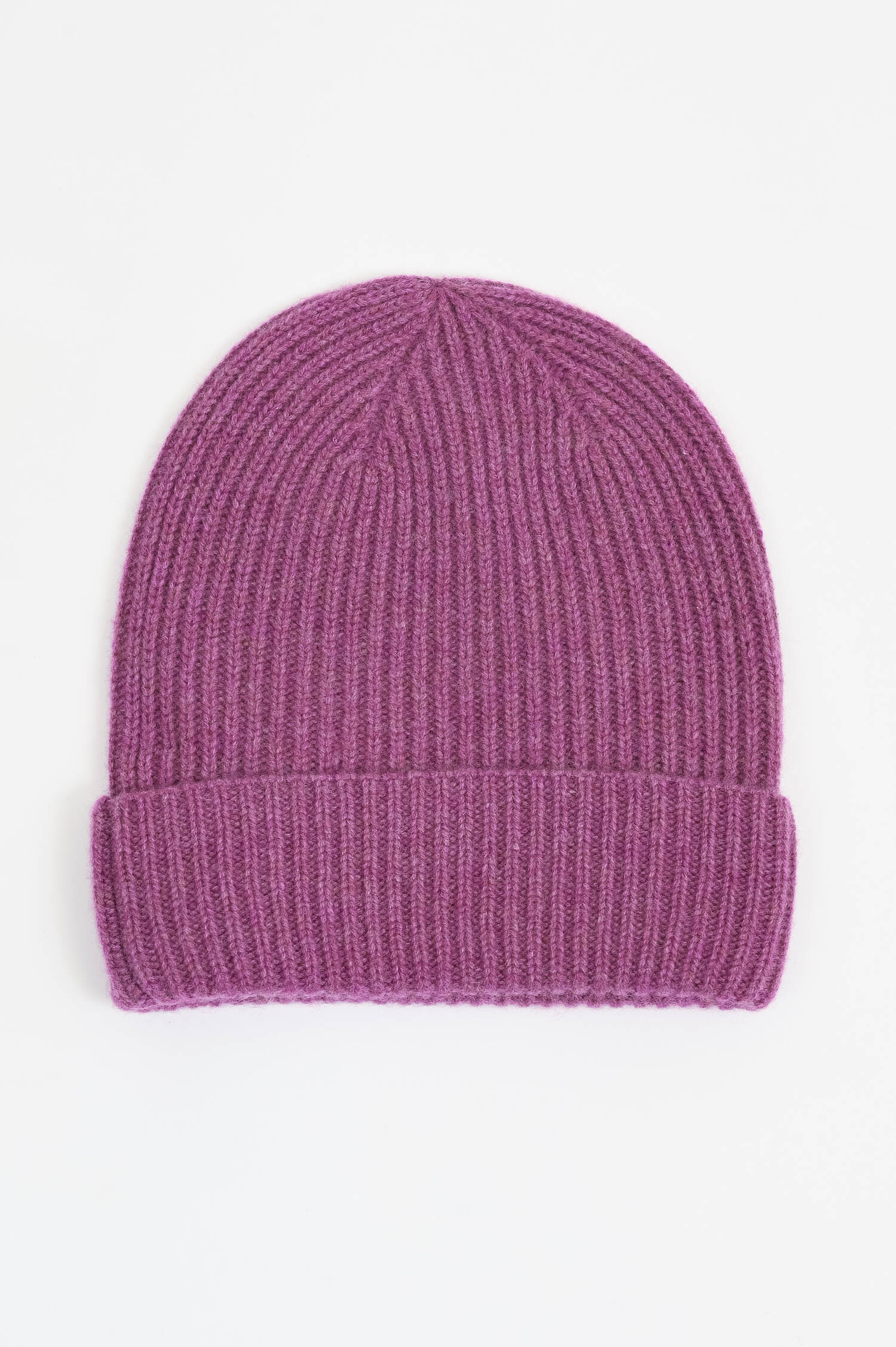 Kaschmir Rippstrick-Mütze in Violett Kaschmir Rippstrick-Mütze in Violett