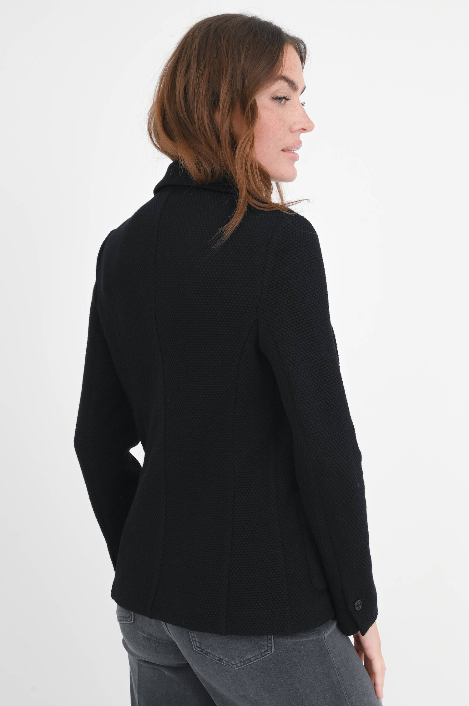 Woll-Blazer mit Struktur in Schwarz