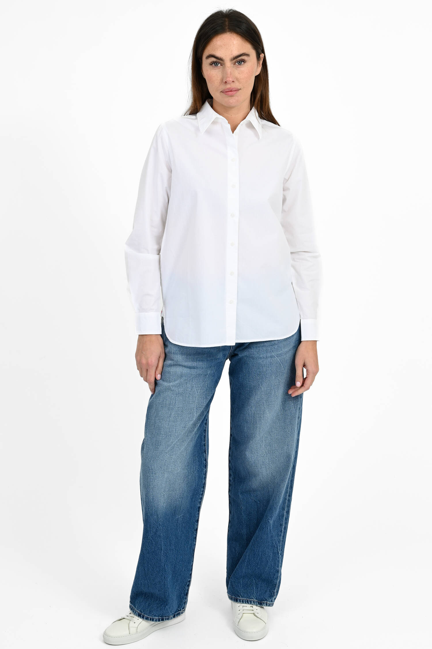 Baumwoll-Bluse mit Seitenschlitzen in Weiß Baumwoll-Bluse mit Seitenschlitzen in Weiß