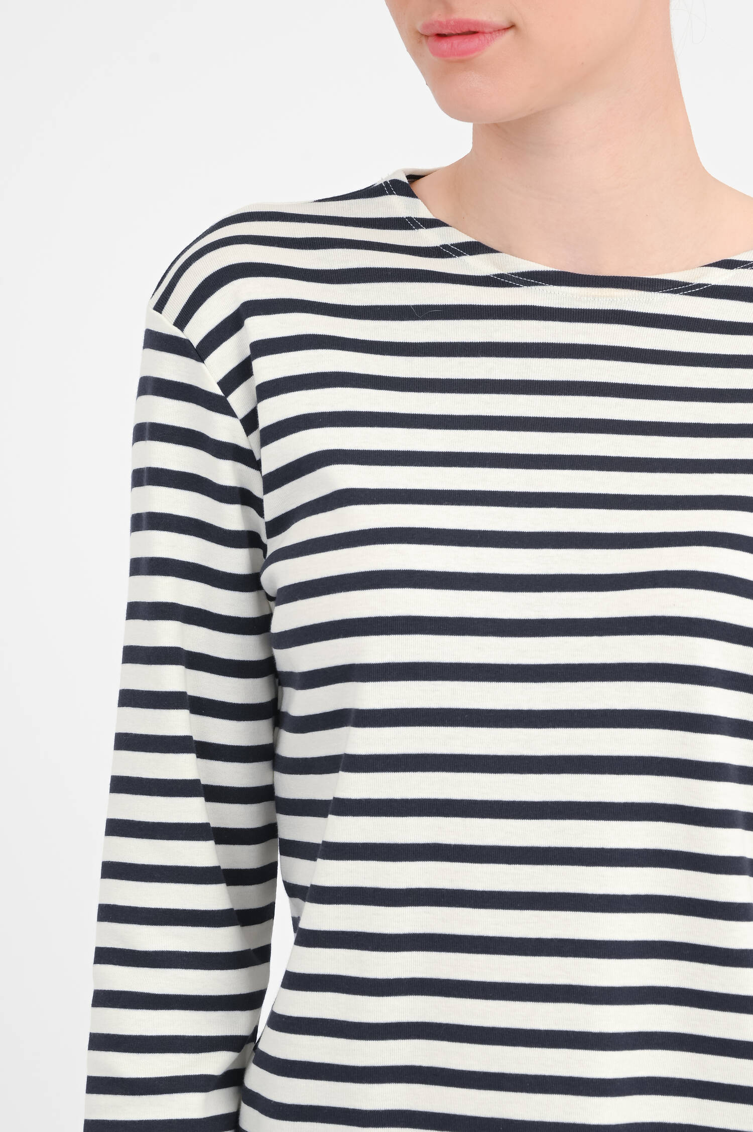 Gestreiftes Langarmshirt in Navy/Weiß