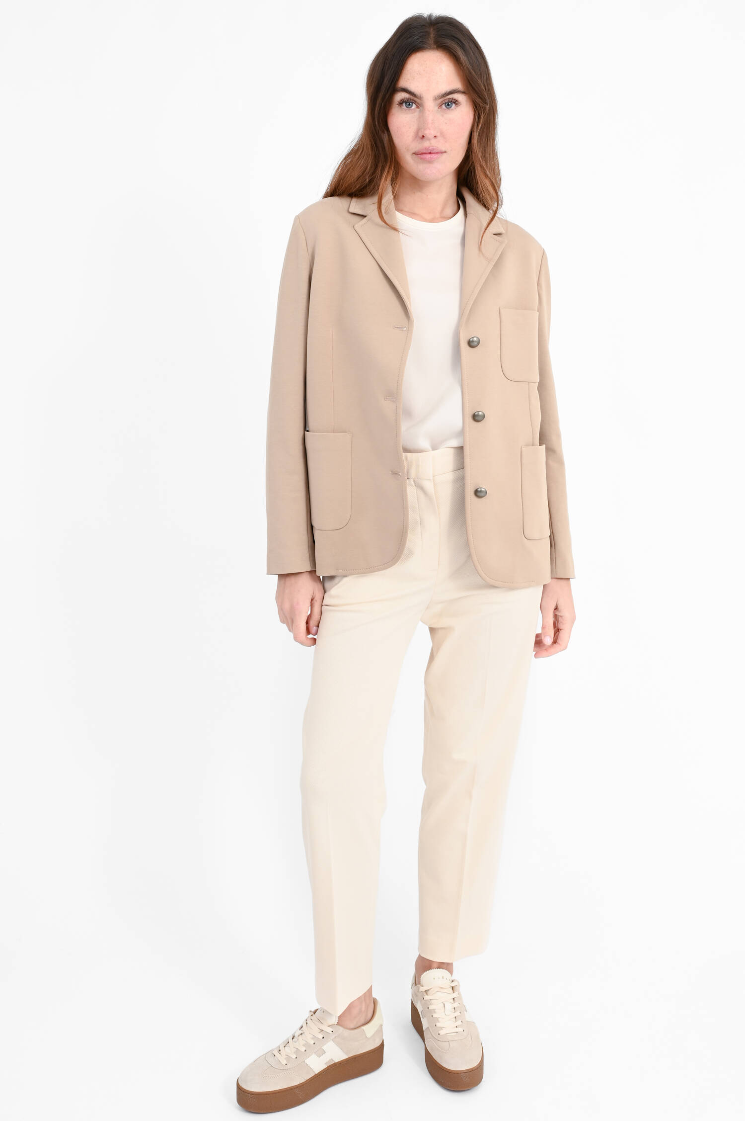 Einreihiger Jersey Blazer in Beige