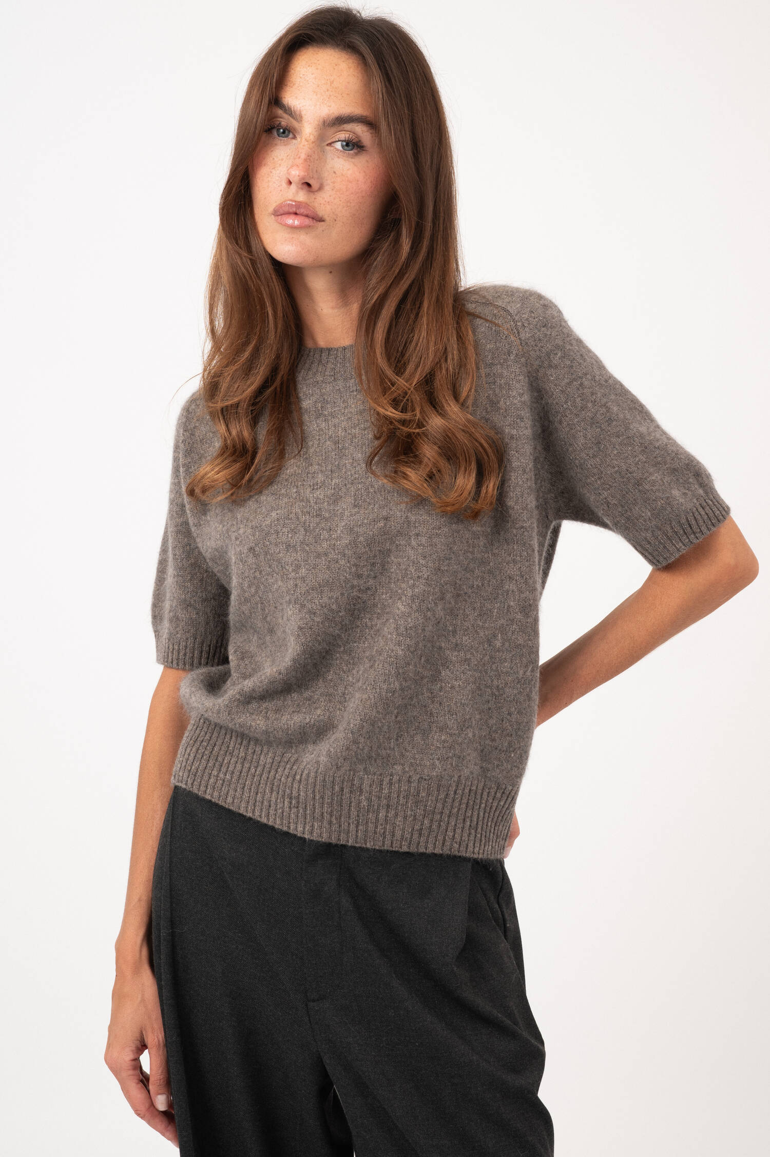 Woll-Cashmere-Pullover ANITA in Braun meliert Woll-Cashmere-Pullover ANITA in Braun meliert