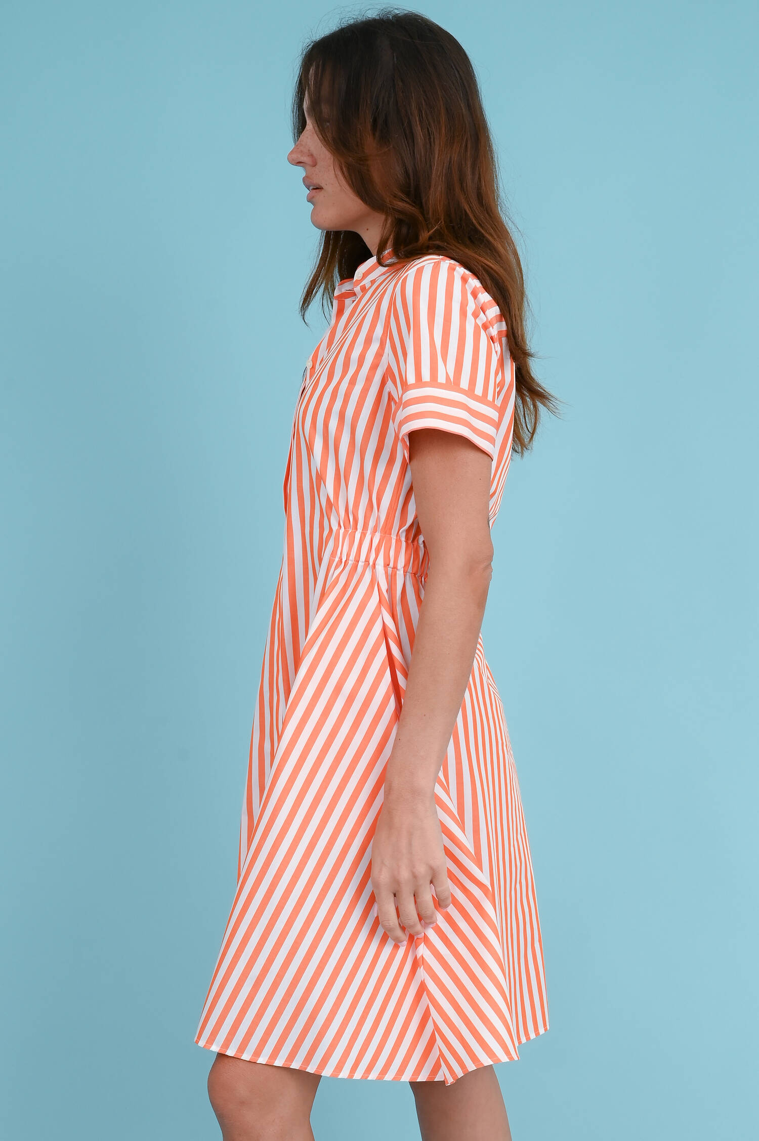 Kleid mit Streifen-Design in Orange/Weiß