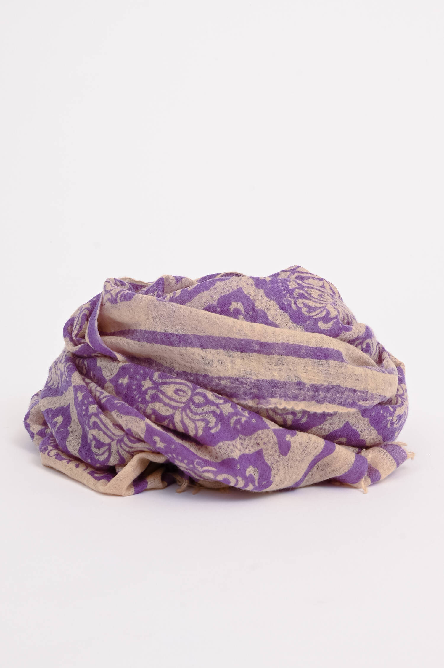 Cashmere-Schal ORNAMENT in Flieder/Natur