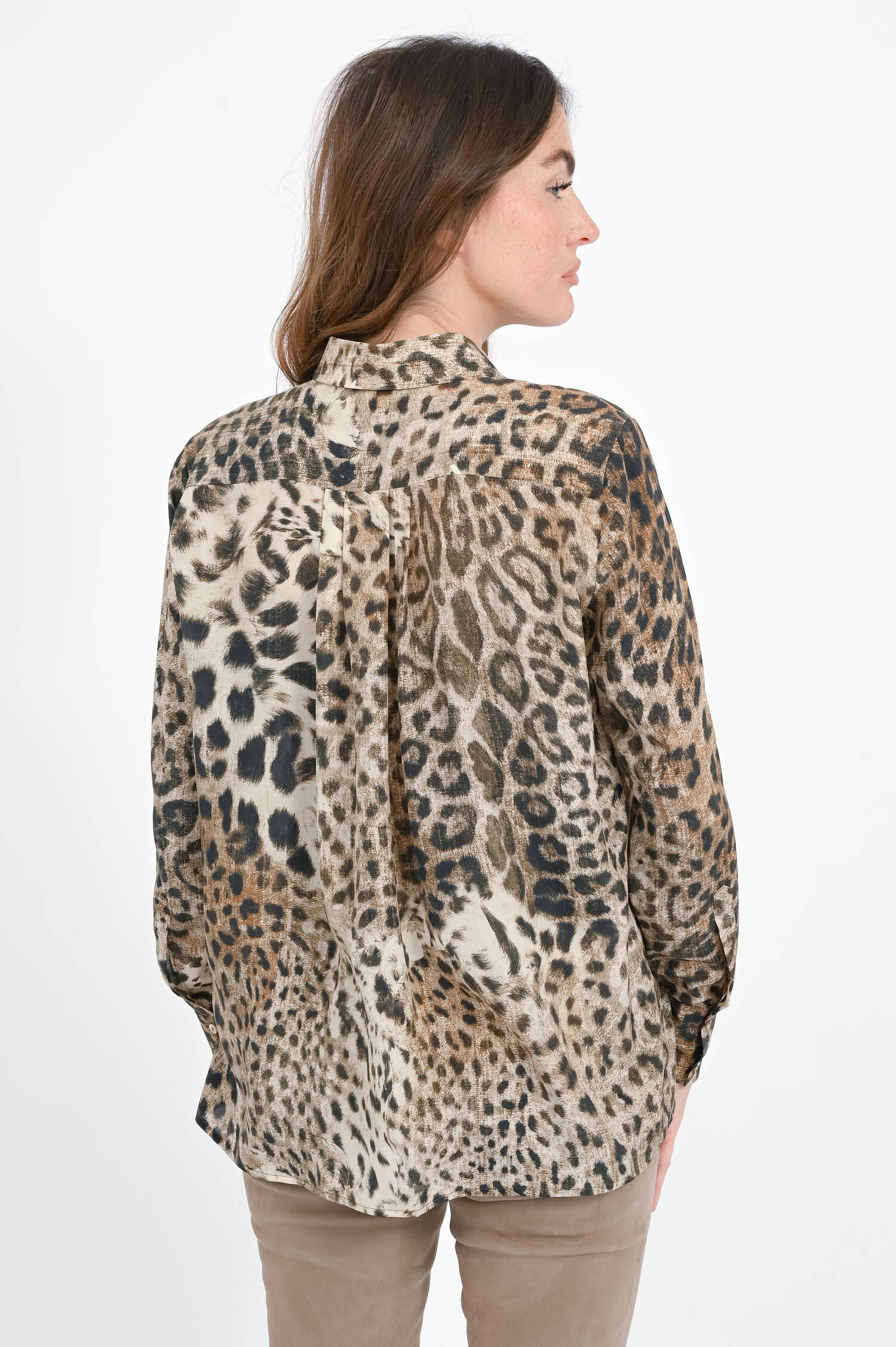 Seidenbluse im Animal-Print in Braun/Schwarz Seidenbluse im Animal-Print in Braun/Schwarz