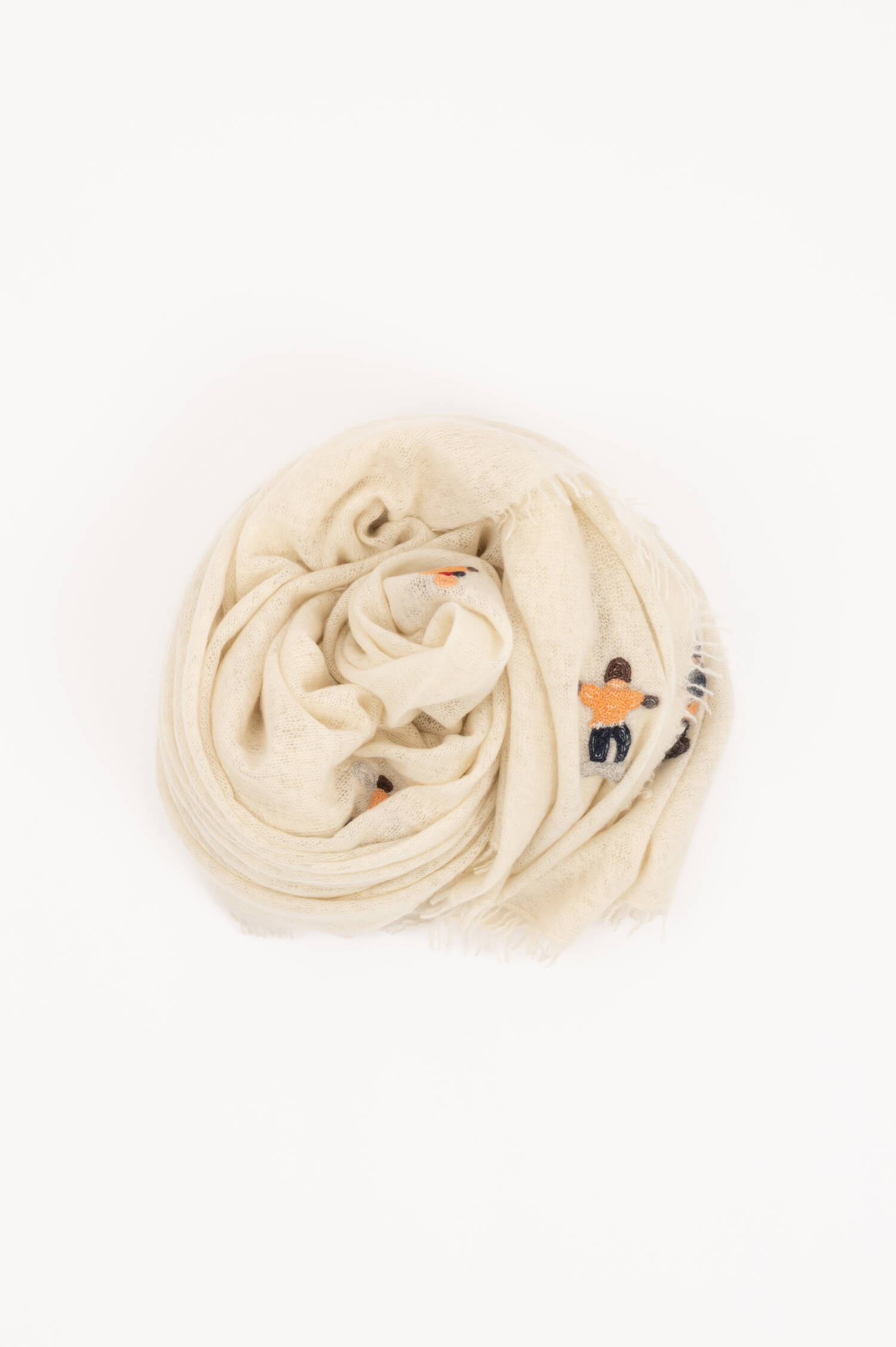 Cashmere Schal mit Ski-Motiv in Creme Cashmere Schal mit Ski-Motiv in Creme