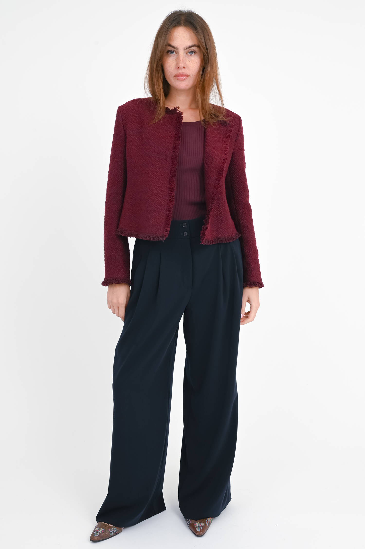 Wide-Leg Hose mit Bundfalten in Navy