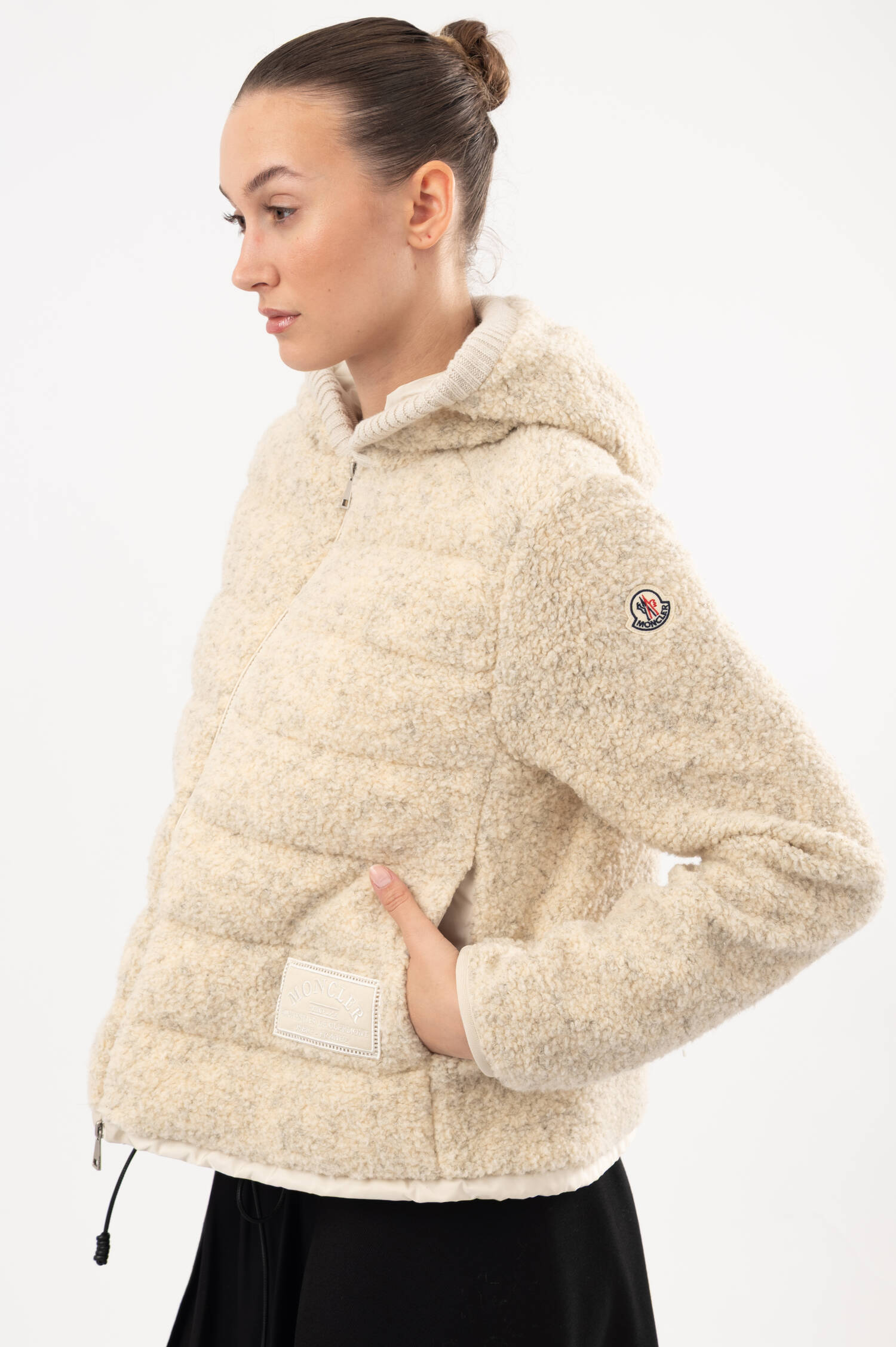 Gesteppte-Teddyjacke in Beige meliert