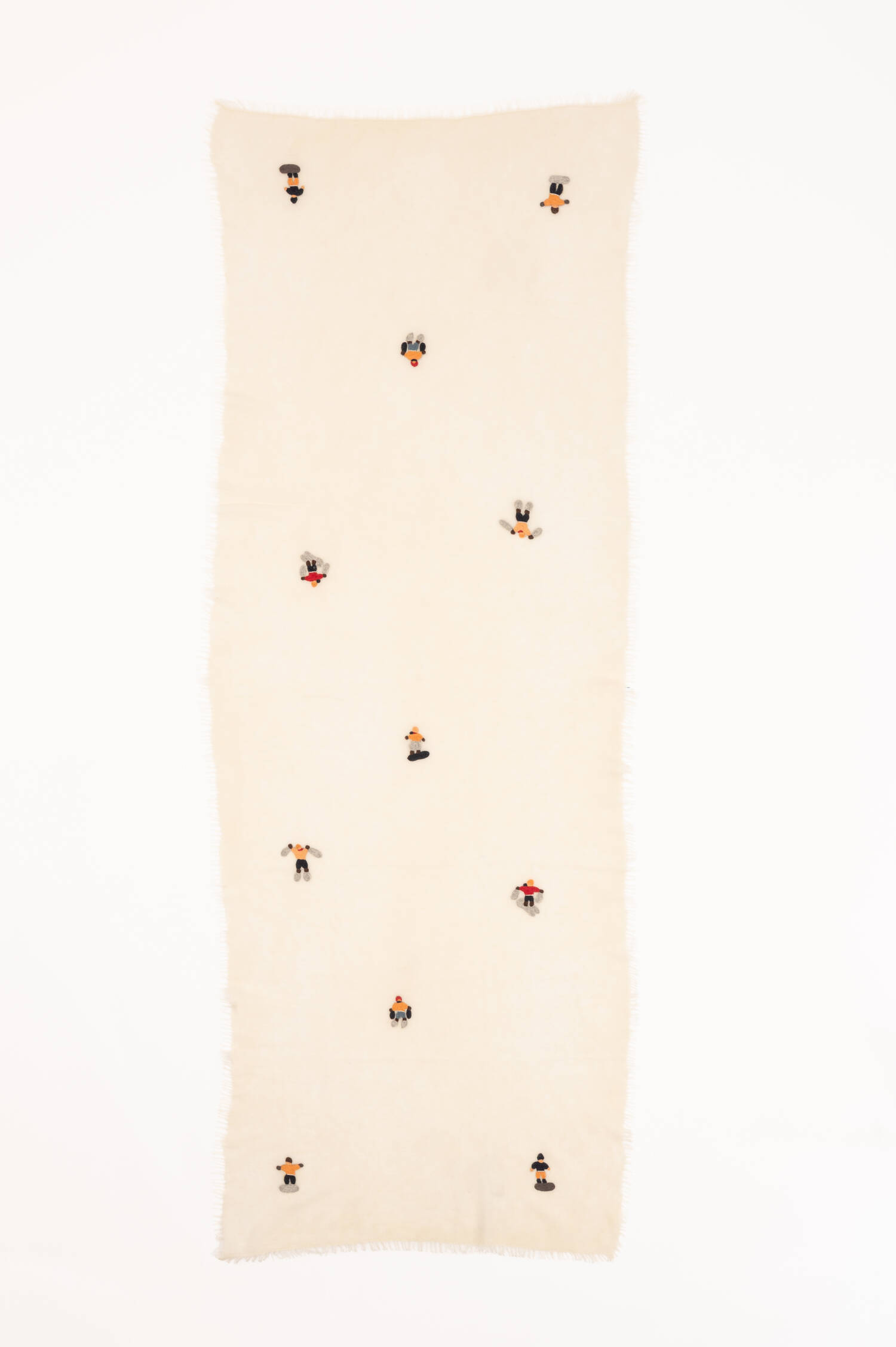 Cashmere Schal mit Ski-Motiv in Creme