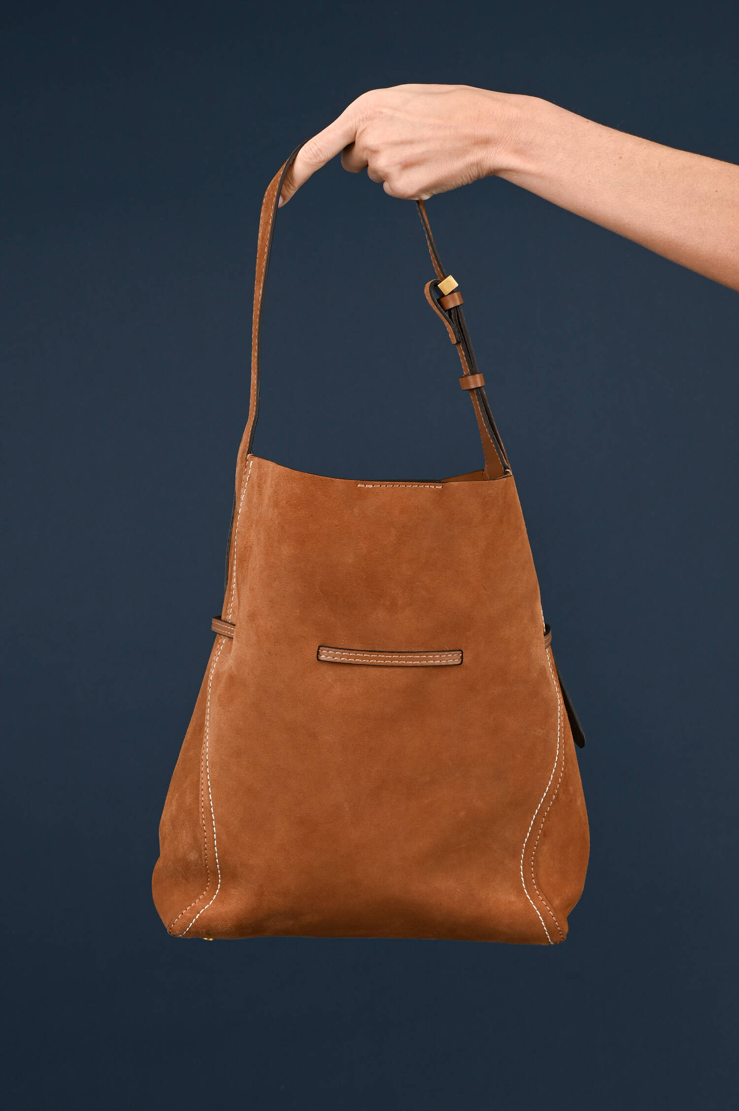 Veloursleder Tasche SIENNA in Caramel