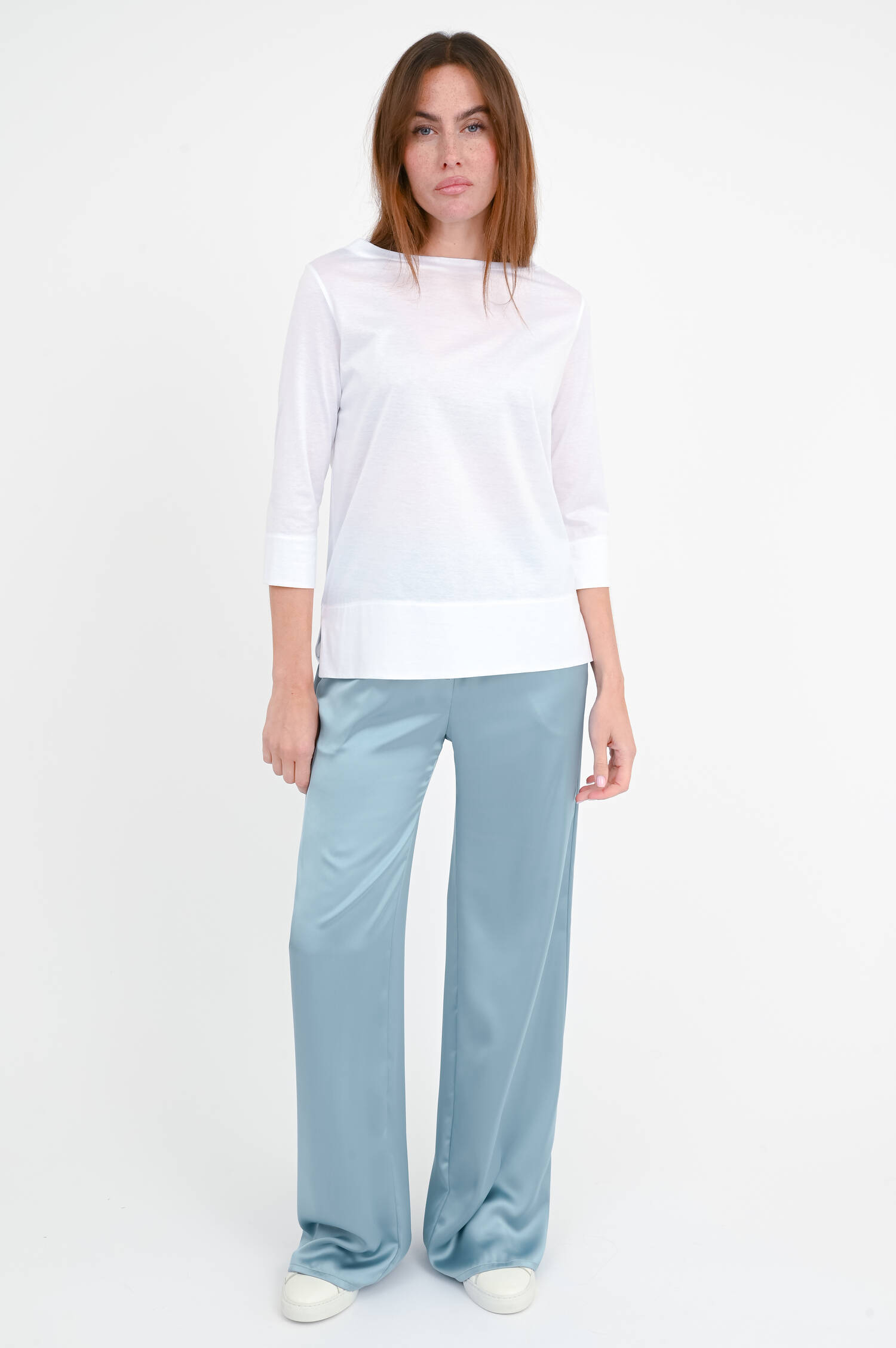 T-Shirt mit 3/4 Arm in Weiß