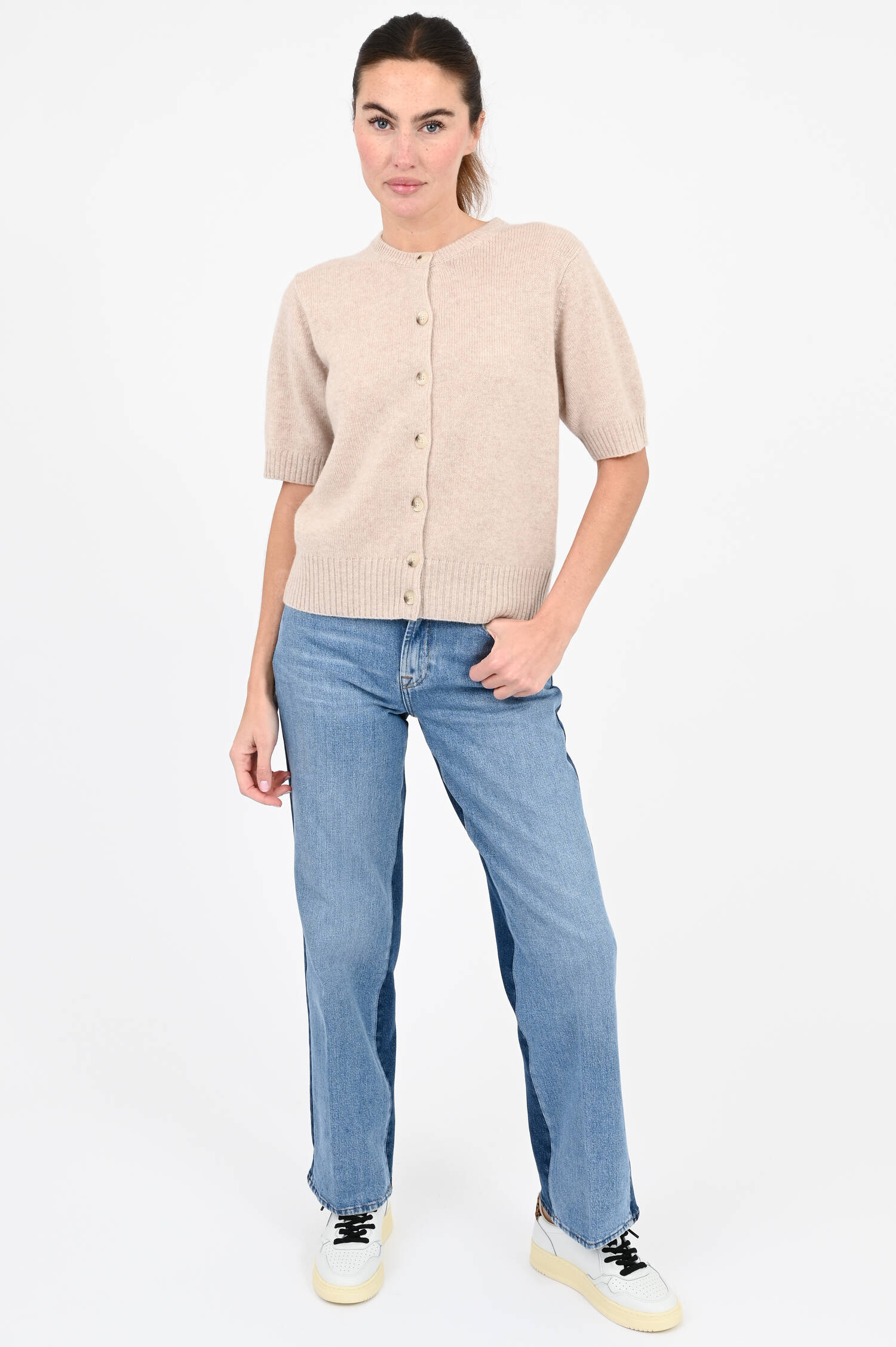 Cashmere-Strickweste in Natur