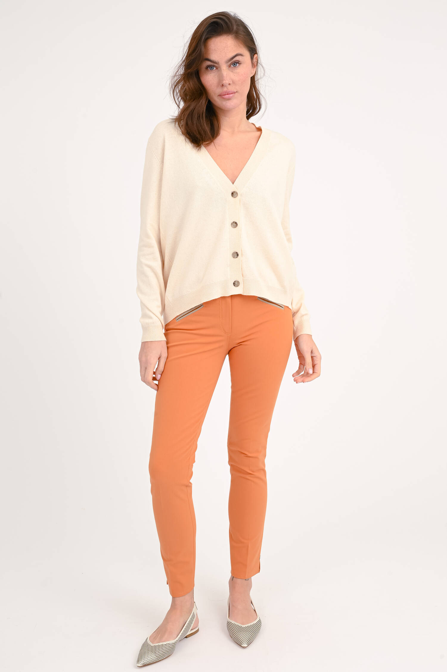 Strickjacke mit Kellerfalte in Blushed Peach