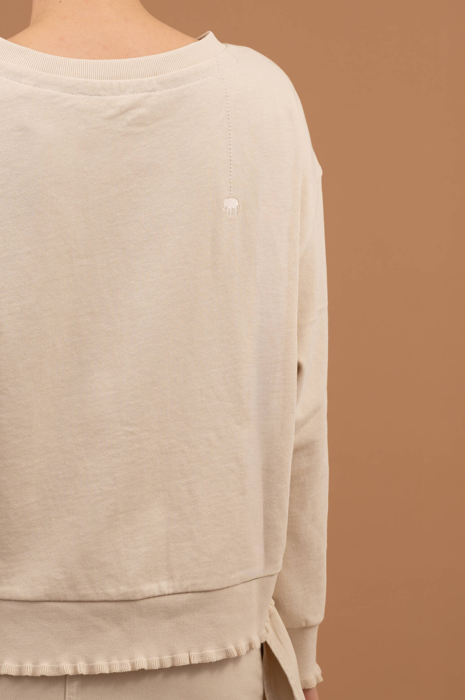 Sweater mit Rüschen-Details in Sandbeige