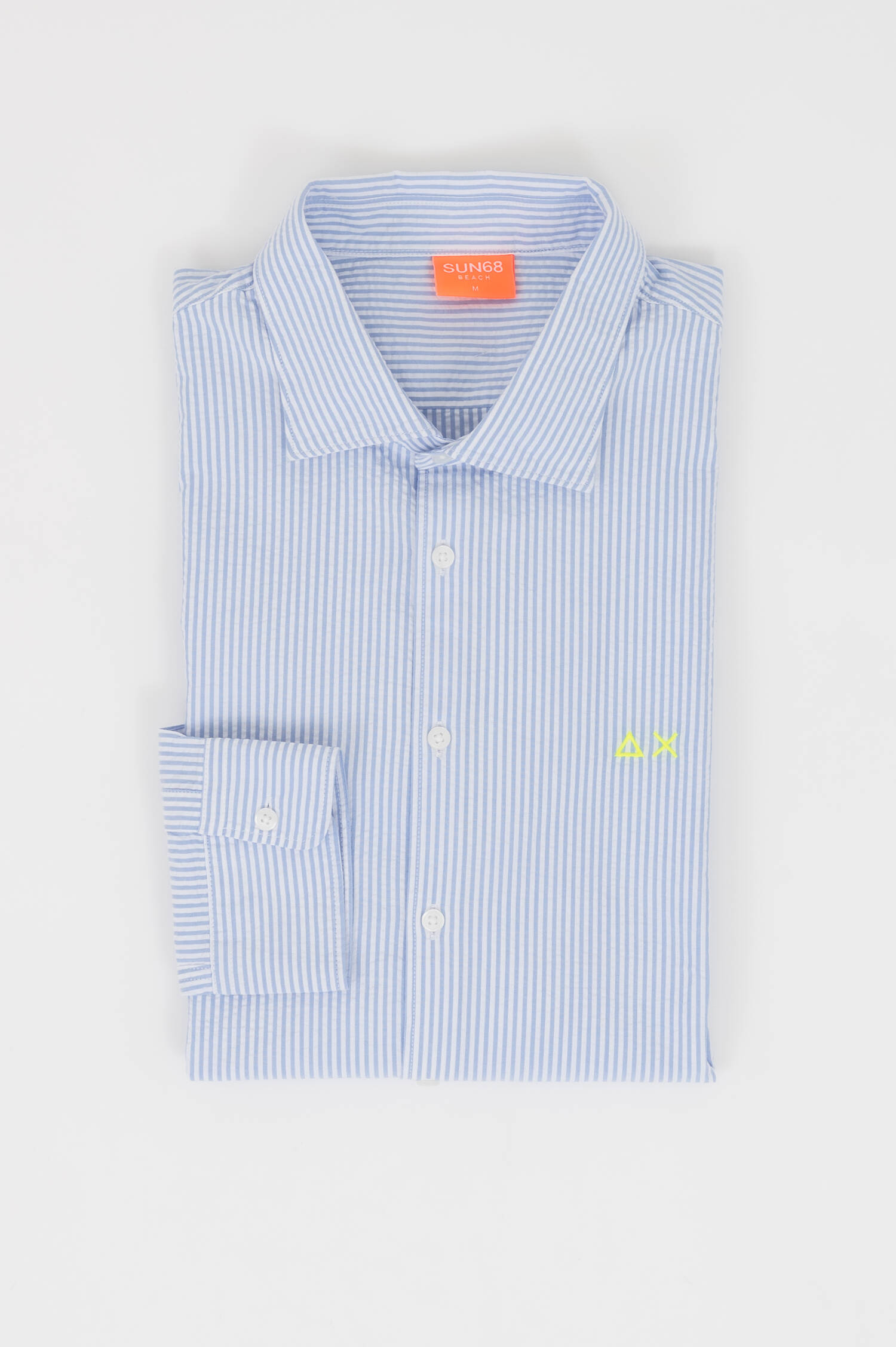 Gestreiftes Seersucker Hemd in Rosa/Weiß