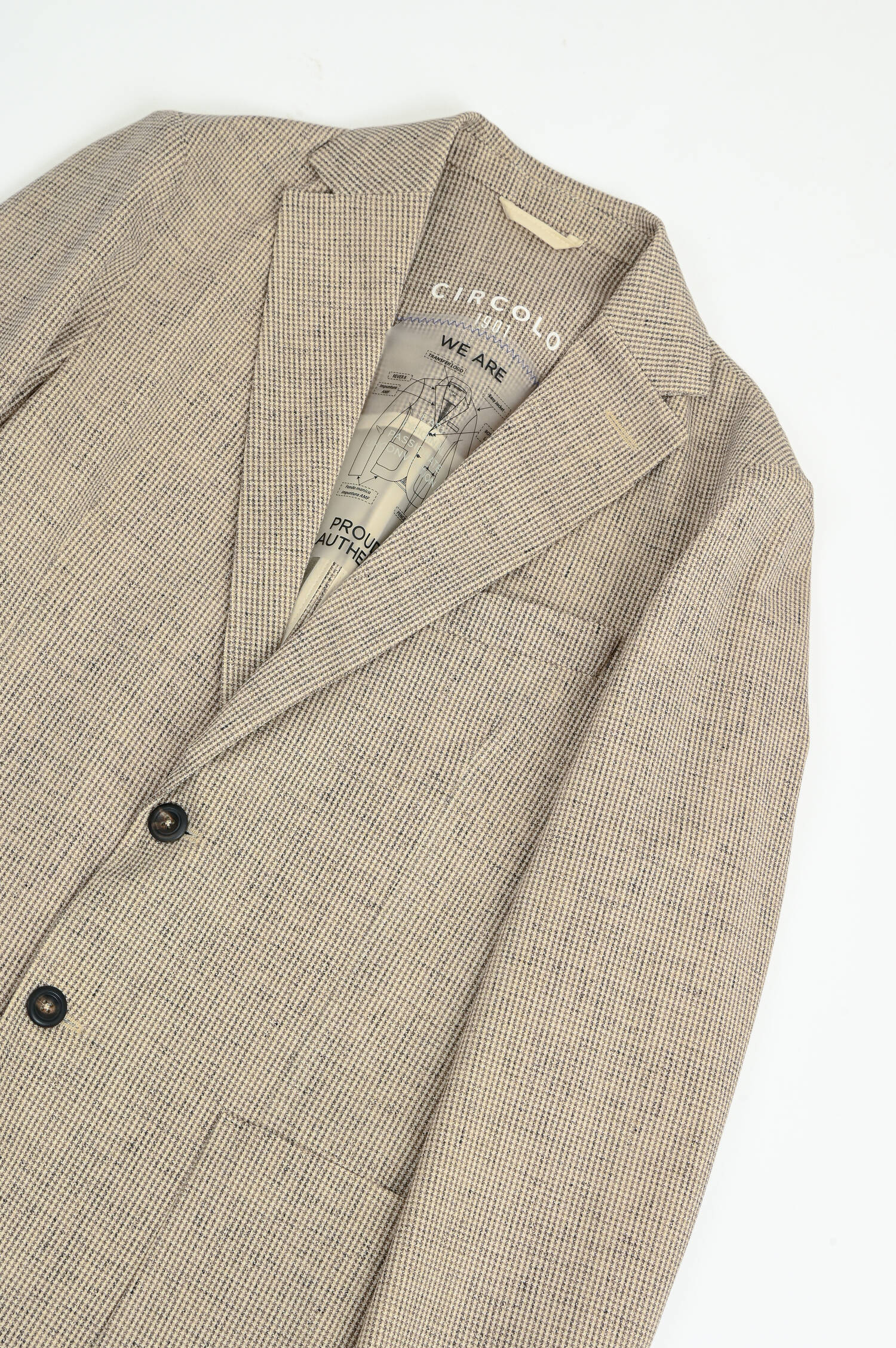 Karriertes Sakko aus Baumwolle in Beige/Taupe