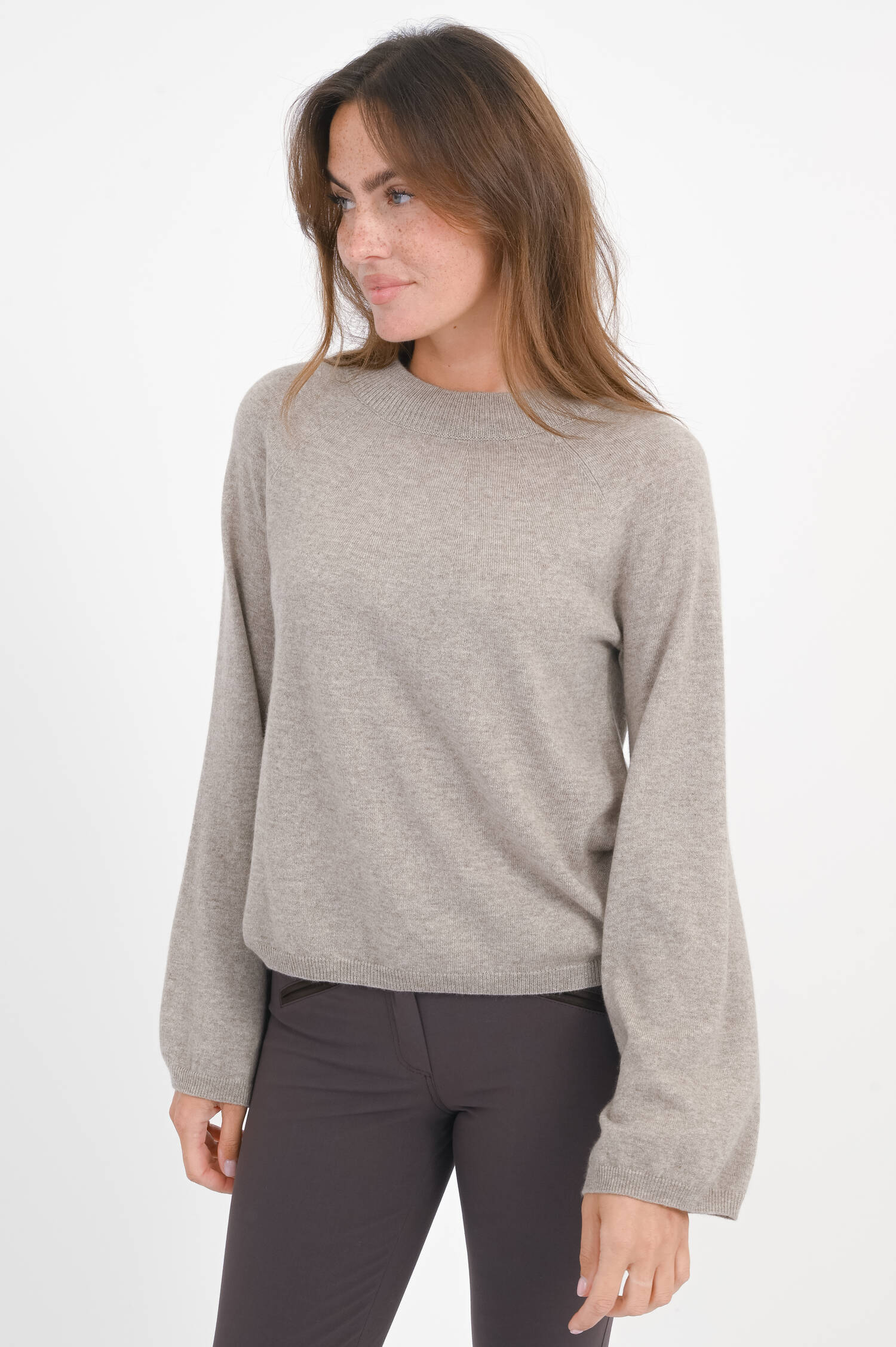 Woll-Cash-Mix Pullover in Beige meliert