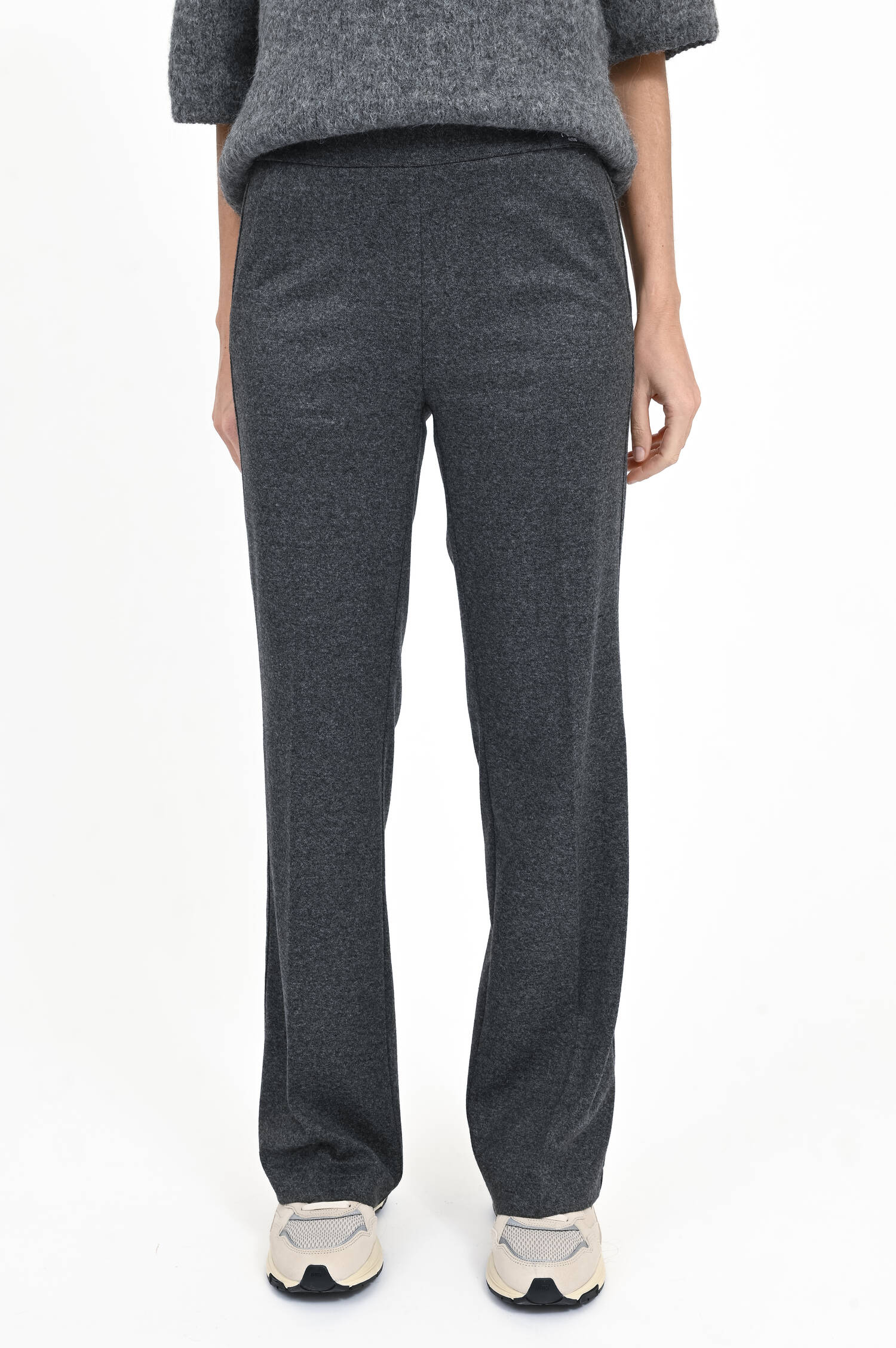 Hose mit geradem Bein in Anthrazit meliert