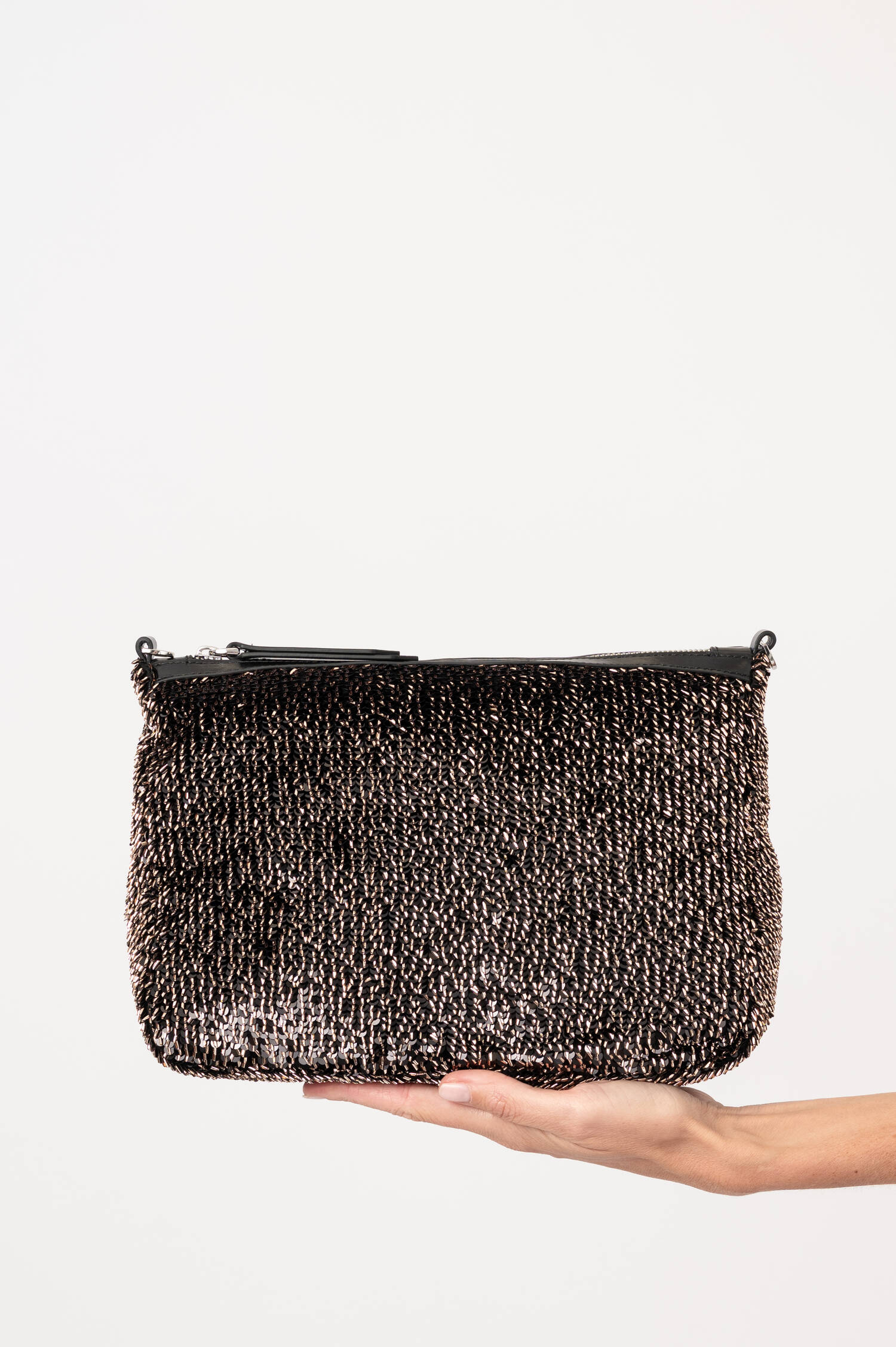 Pailletten-Clutch NORA MEDIUM in Braun