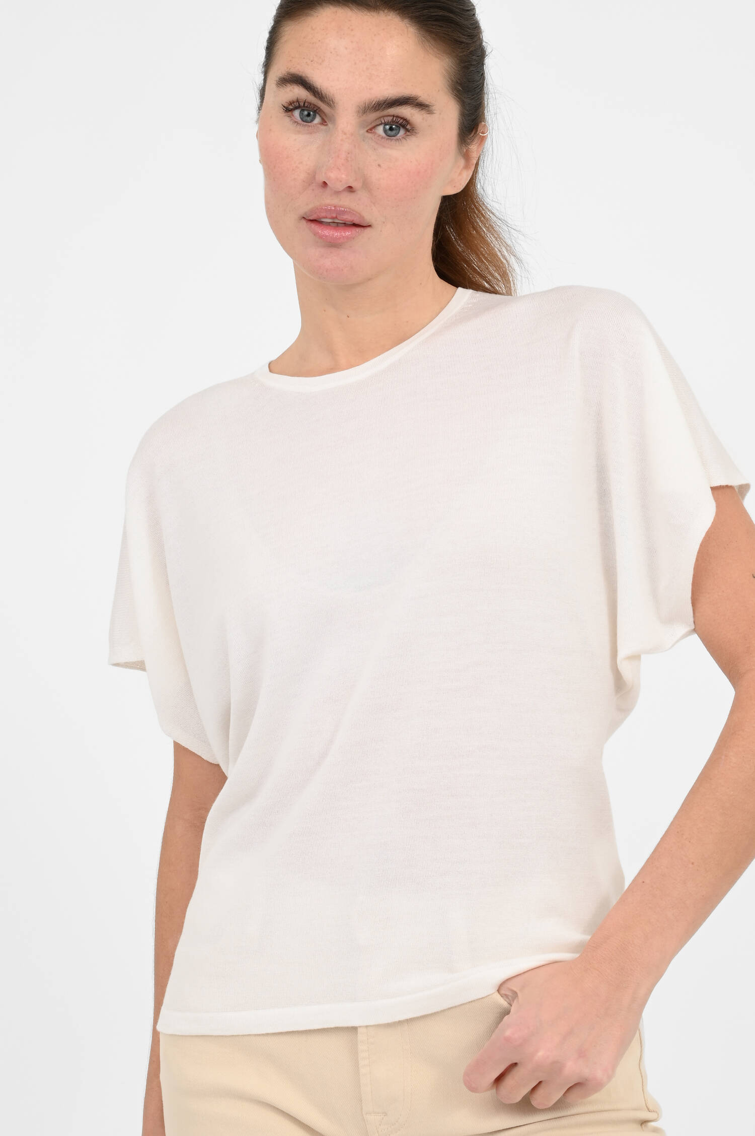 Woll-Seiden-Cashmere Shirt in White