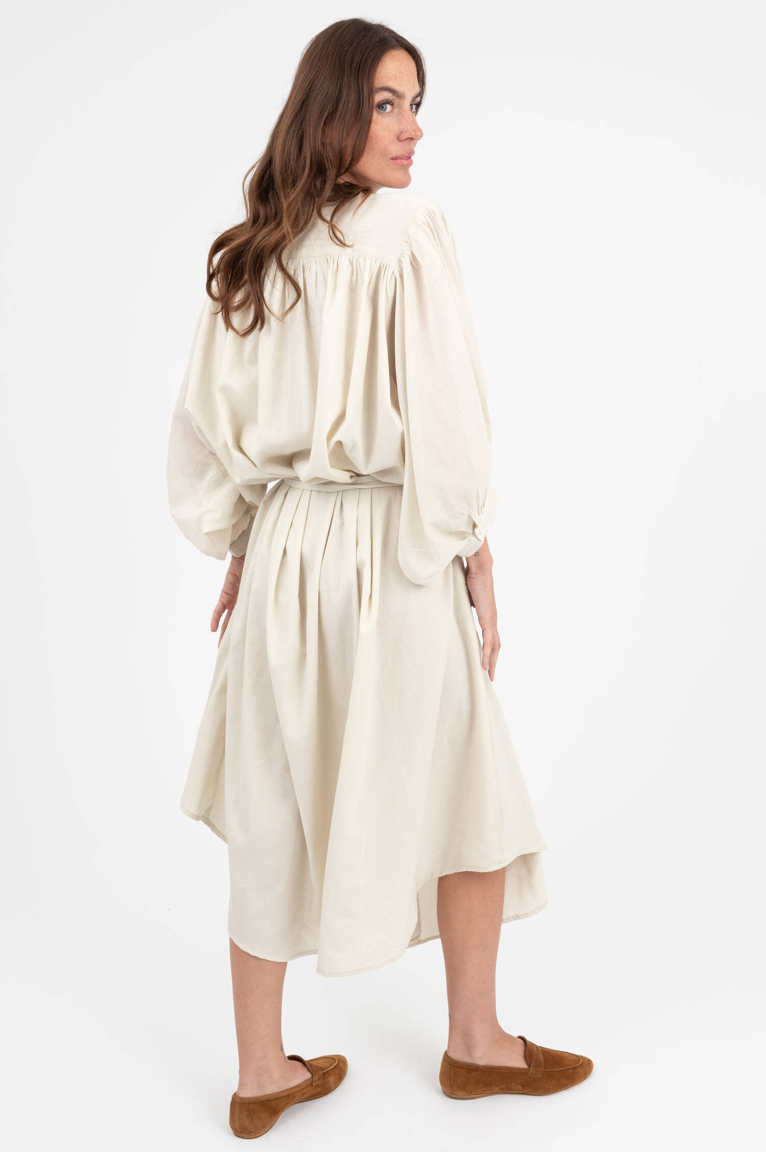 Midi Kleid BALLOON in Ecru