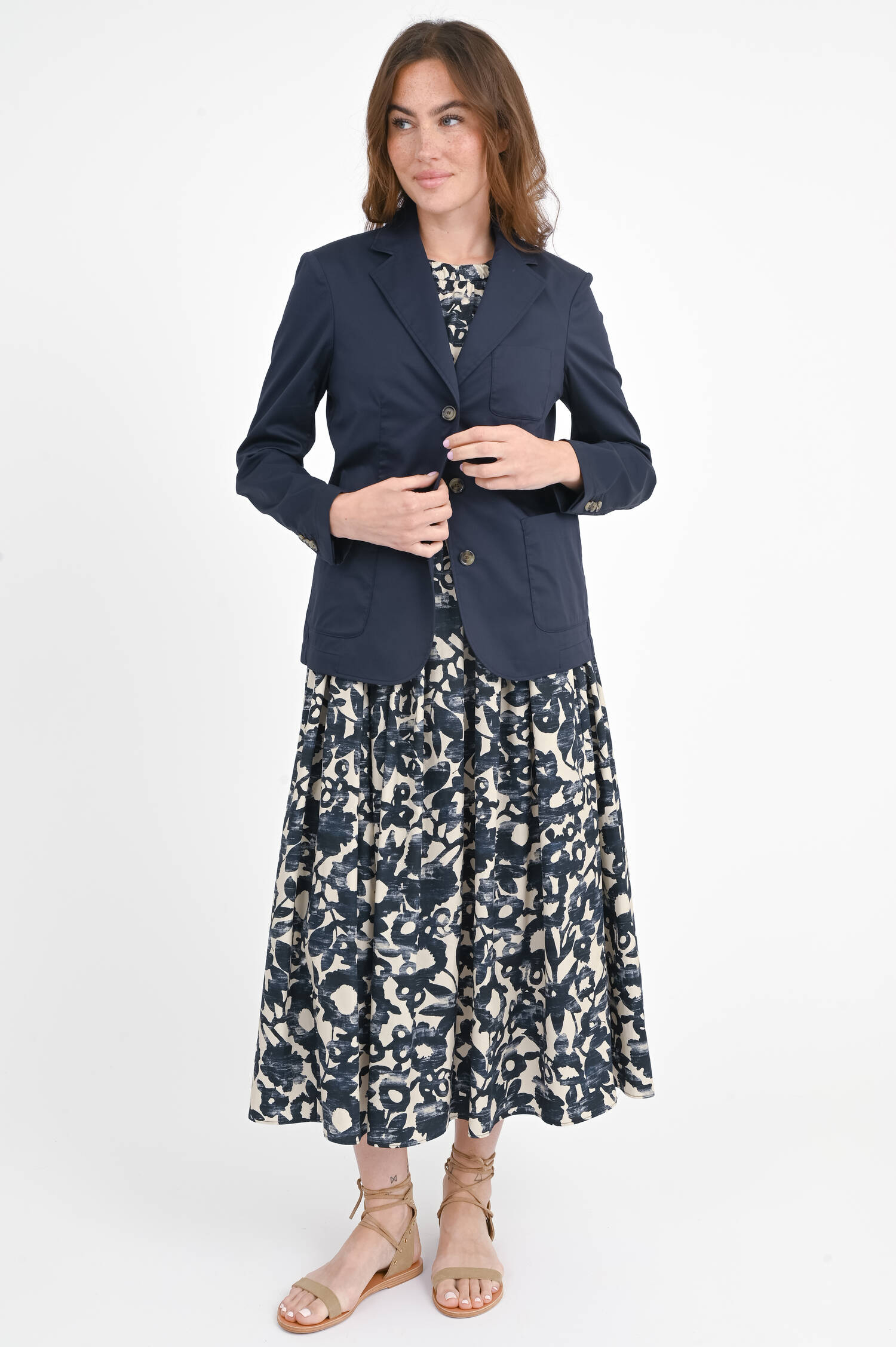 Baumwoll-Blazer in Navy