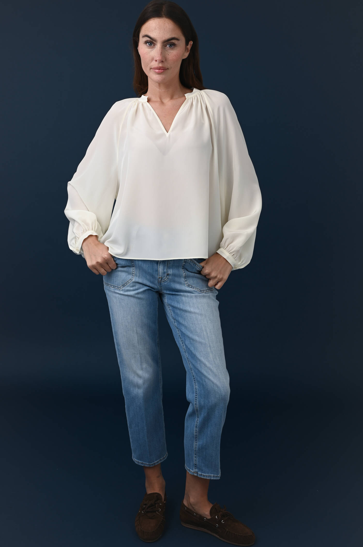 Seiden Schlupfbluse in Mozzarella