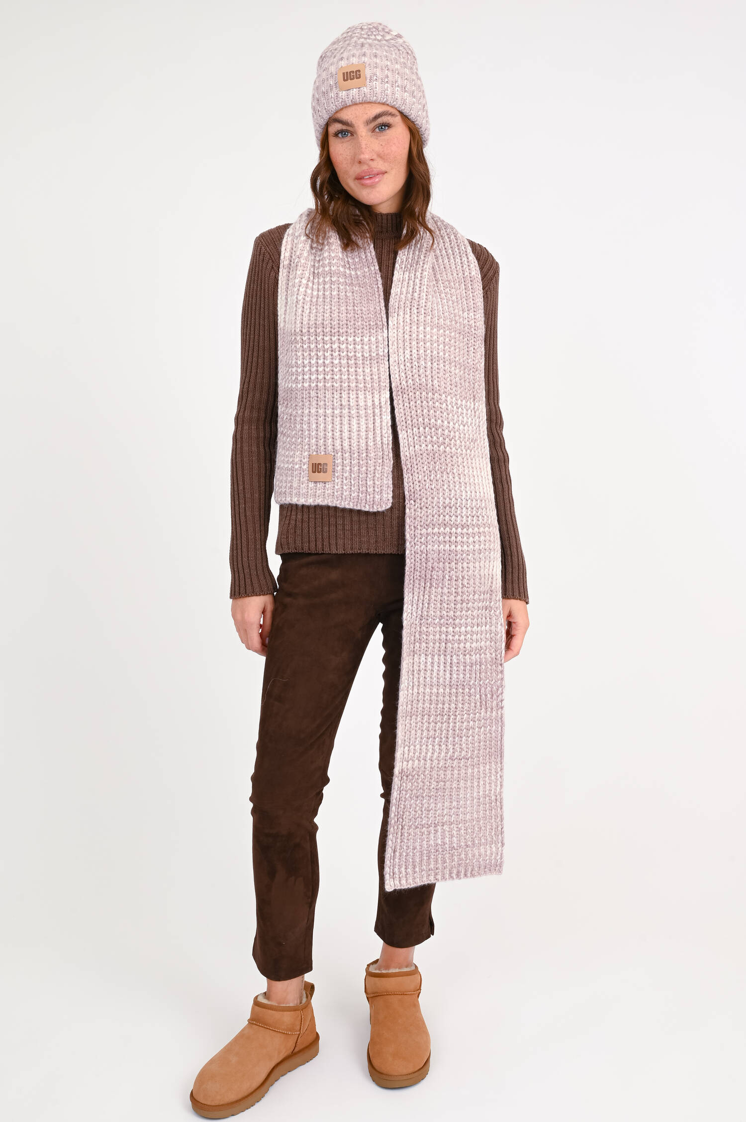 Schal in Fisherman's Rib in Rosé/Creme