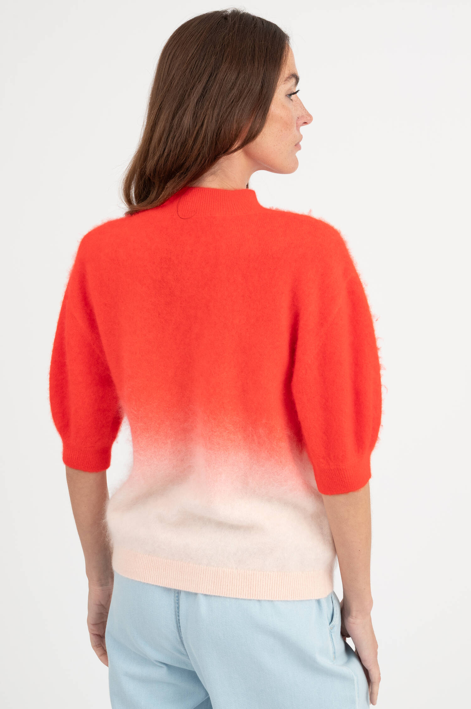 Cashmere-Woll Pullover in Cherry/Off-White Cashmere-Woll Pullover in Cherry/Off-White