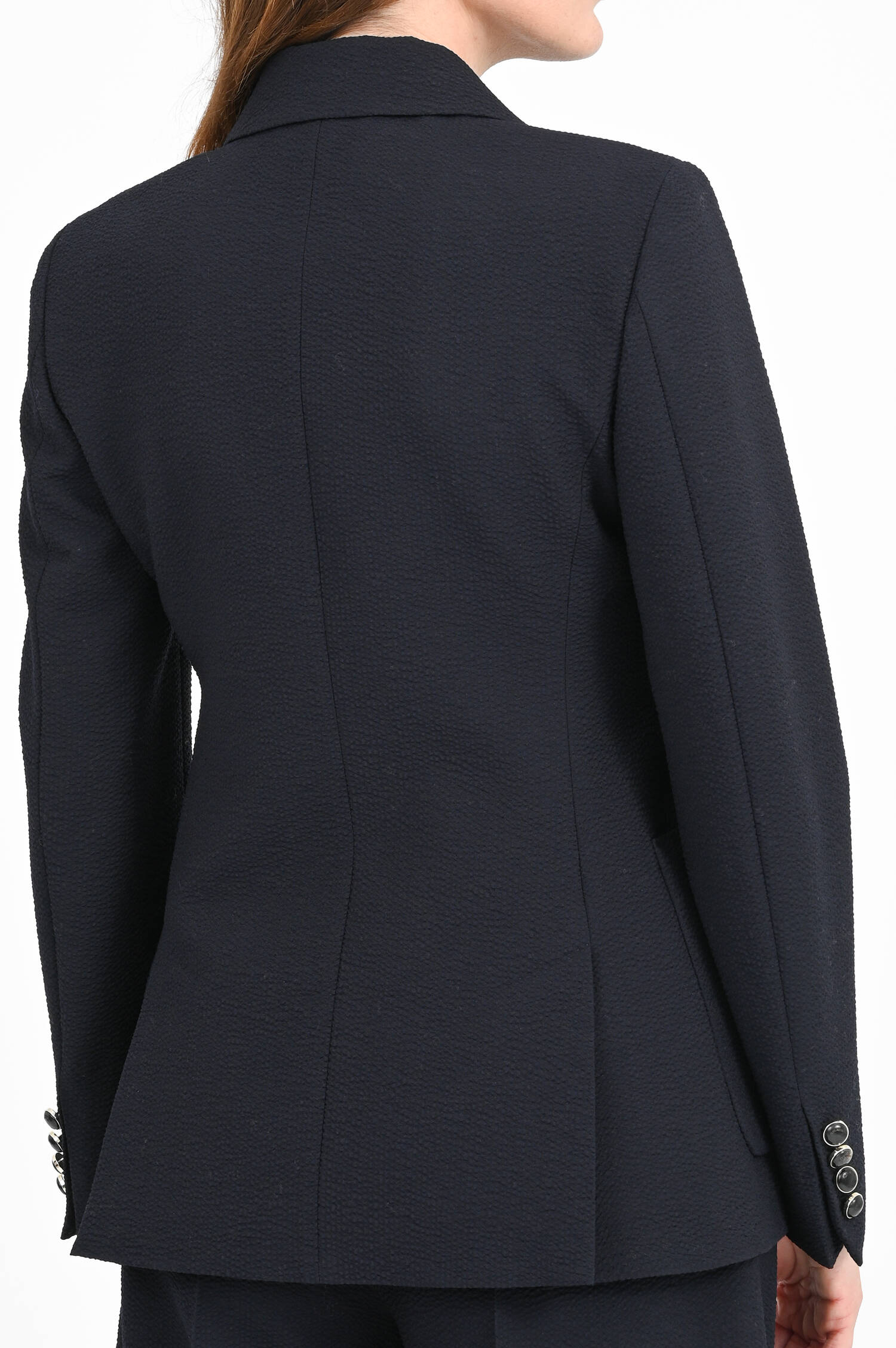 Zweireihiger Blazer in Krepp-Optik in Ultramarine