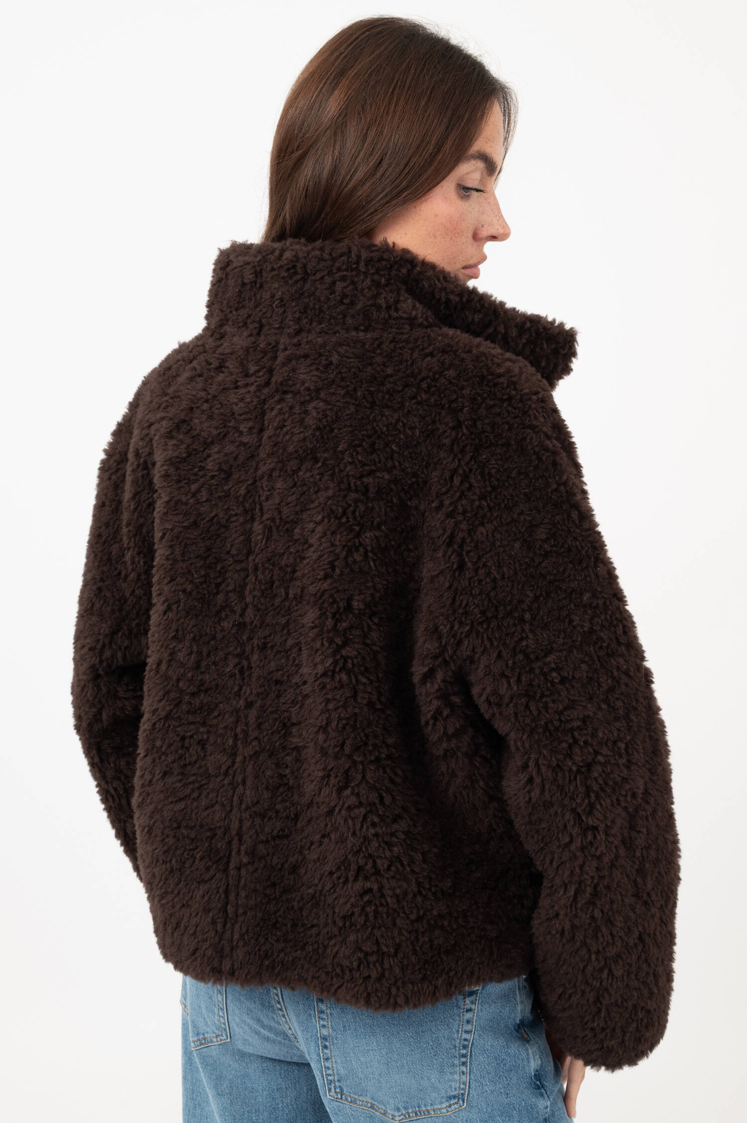 Woll-Mix-Teddyjacke in Dunkelbraun Woll-Mix-Teddyjacke in Dunkelbraun