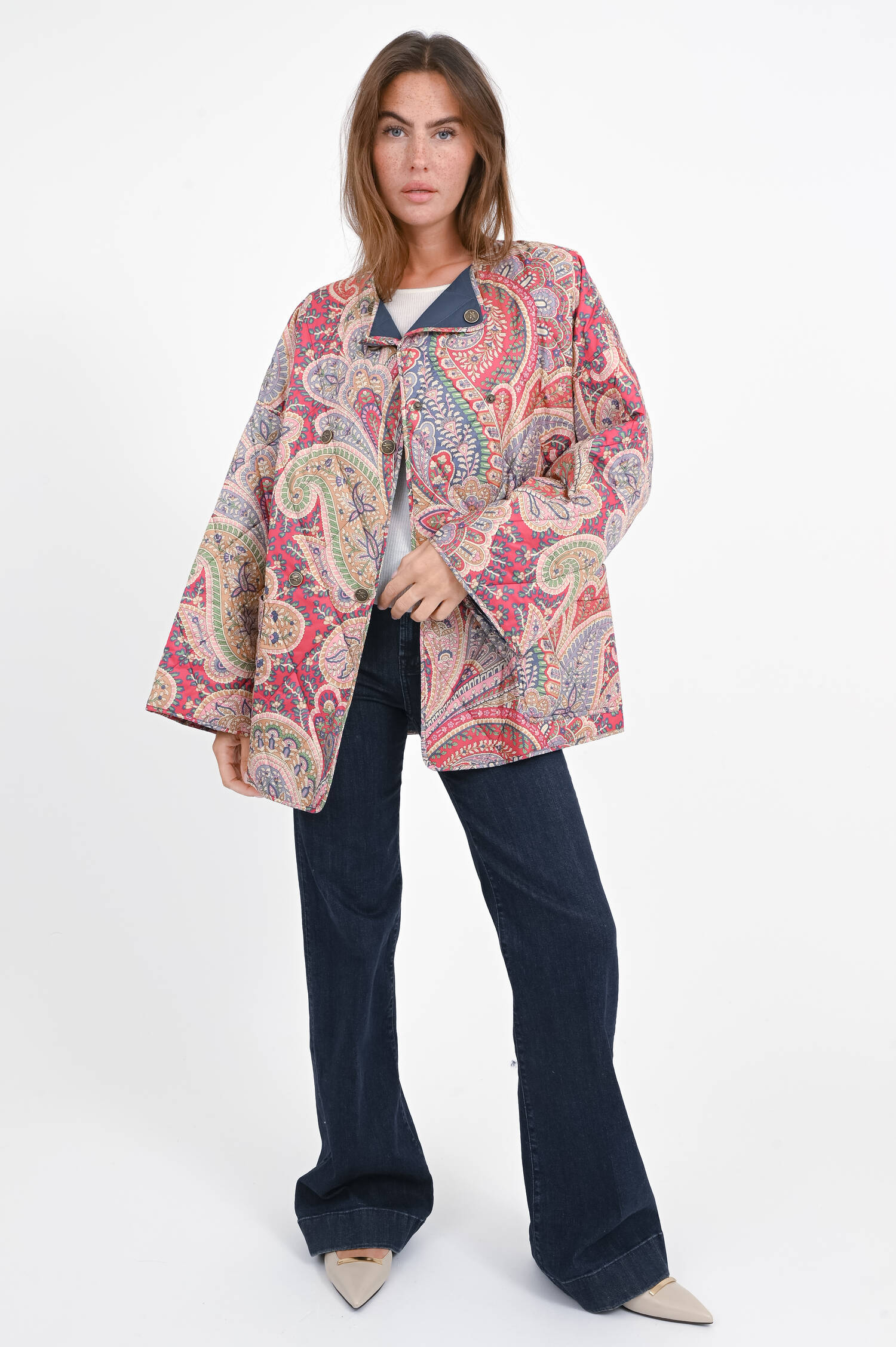 Wende-Steppjacke in Multicolor/Blau