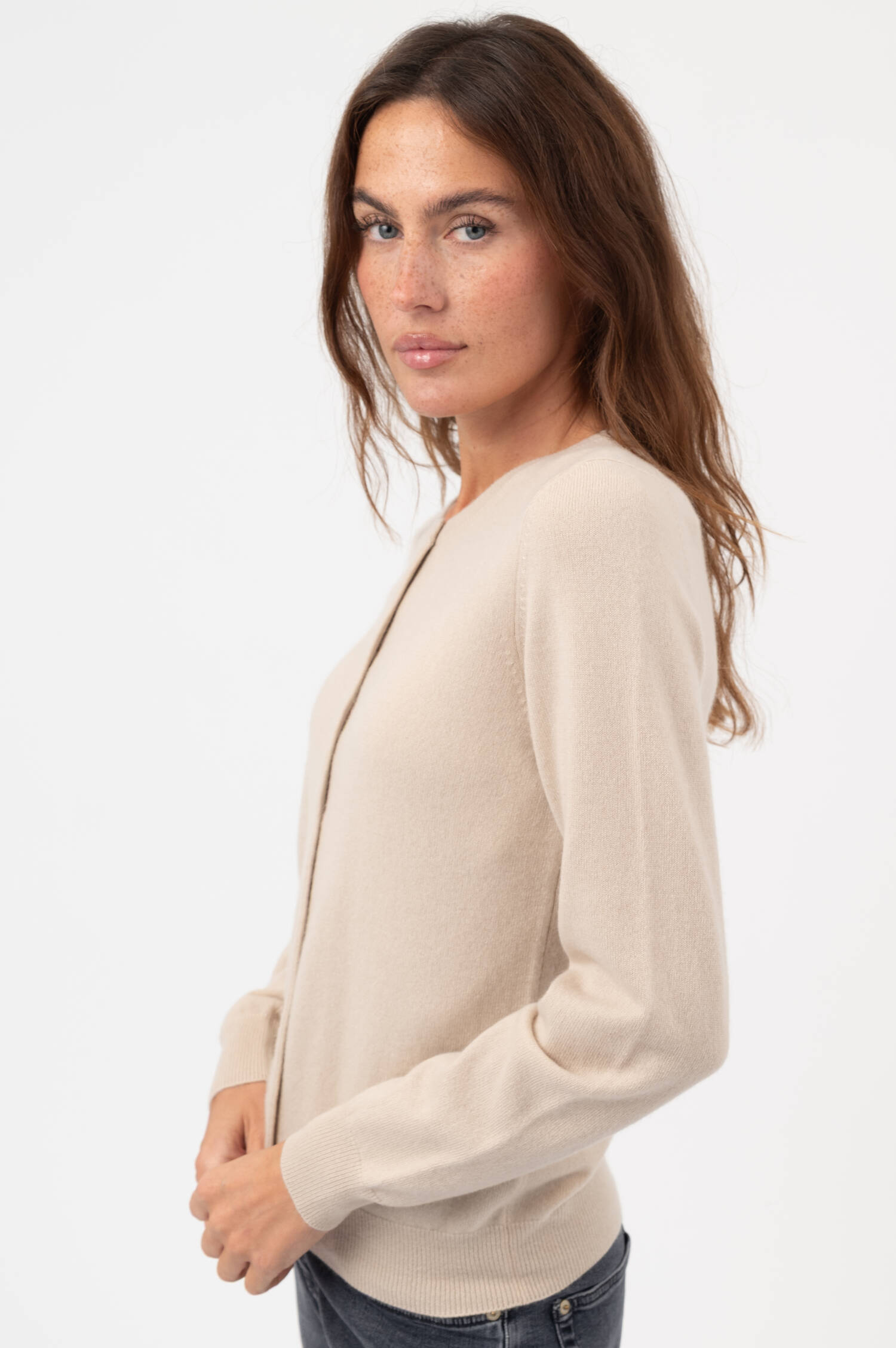 Cashmere-Cardigan in Beige