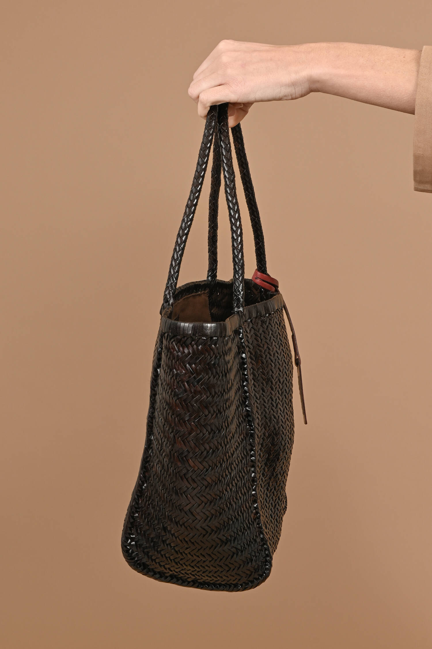 Geflochtener Leder Shopper RUBENS in Chocolate