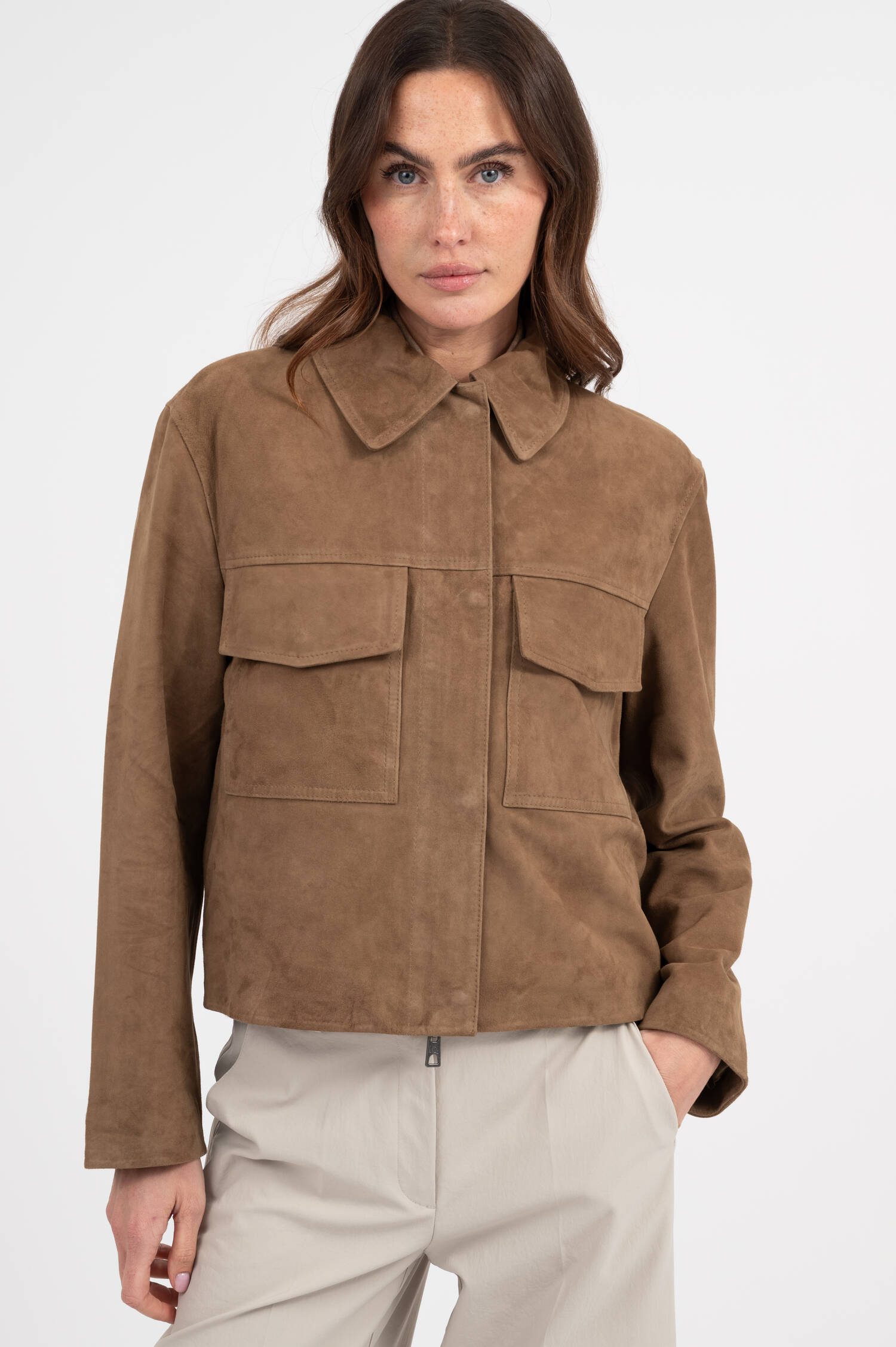 Jacke aus Veloursleder in Braun